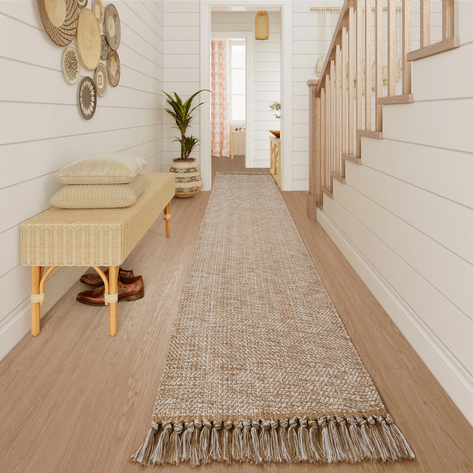 Collive Small Bathroom Rug, 2' x 3' Hand-Woven Low Profile Front Entryway Rug, Olive Green/Cream Cotton Reversible Washable Kitchen Mat Modern Farmhouse Carpet for Foyer Bedroom Back Door Decor