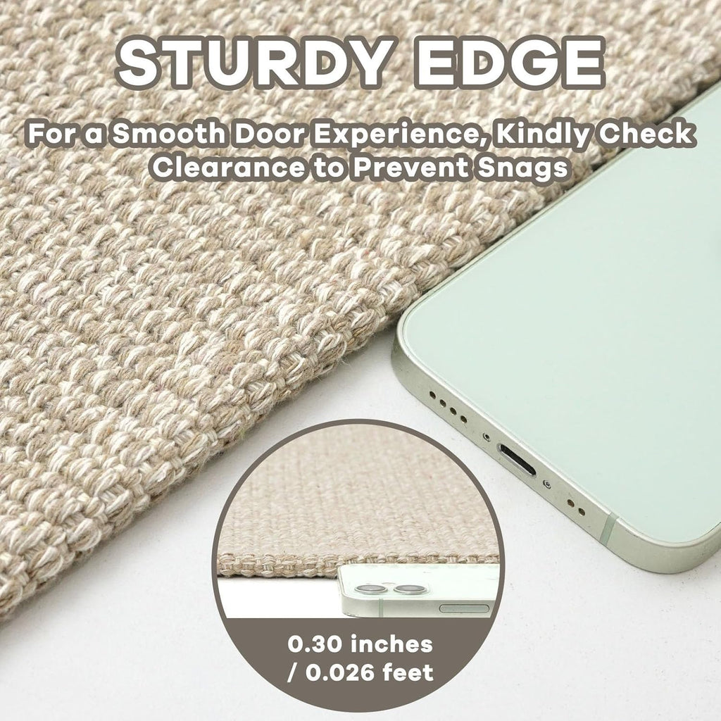 EARTHALL Small Area Rug 2x3 Ft Washable Rugs for Entryway Non Slip Braided Throw Rugs with Rubber Backing Door Mat Indoor Outdoor Entrance Cotton Woven Carpet for Kitchen Foyer Front Door, Khaki/Beige