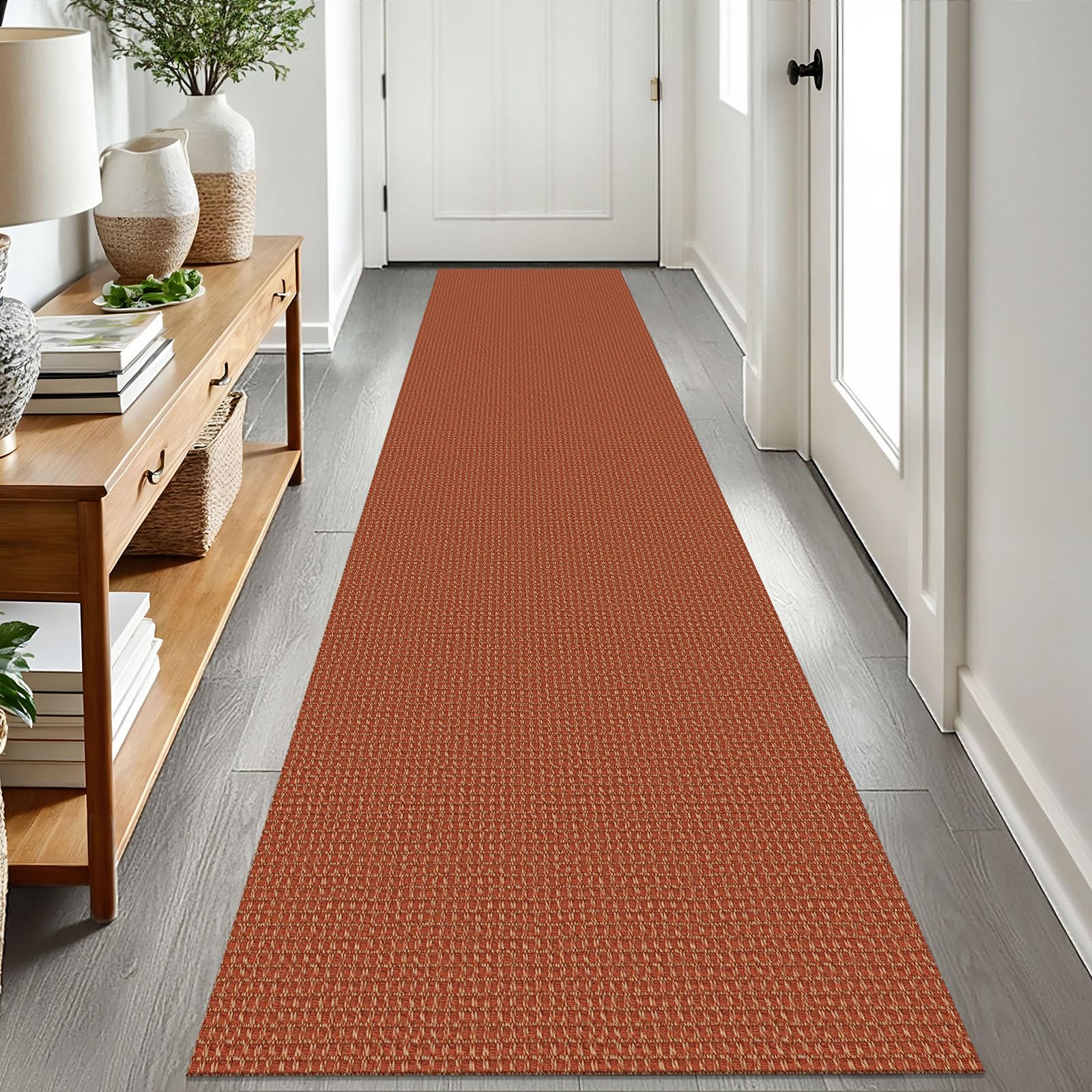 EARTHALL Woven Area Rug 2x3 Ft Washable Rugs for Entryway Braided Non Slip Throw Rugs Door Mat Indoor Outdoor Entrance Small Cotton Woven Carpet for Kitchen Foyer Front Door, Orange/Tan/Brown