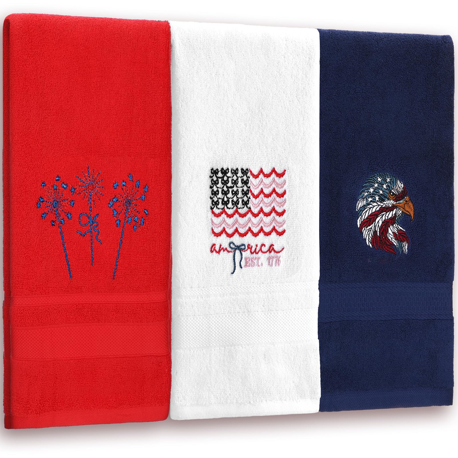 3 Pcs Hand Towels for Bathroom Embroidered Cotton Kitchen Towels 13.3" x 29.5" Decors Gift(White,Spring Flowers)