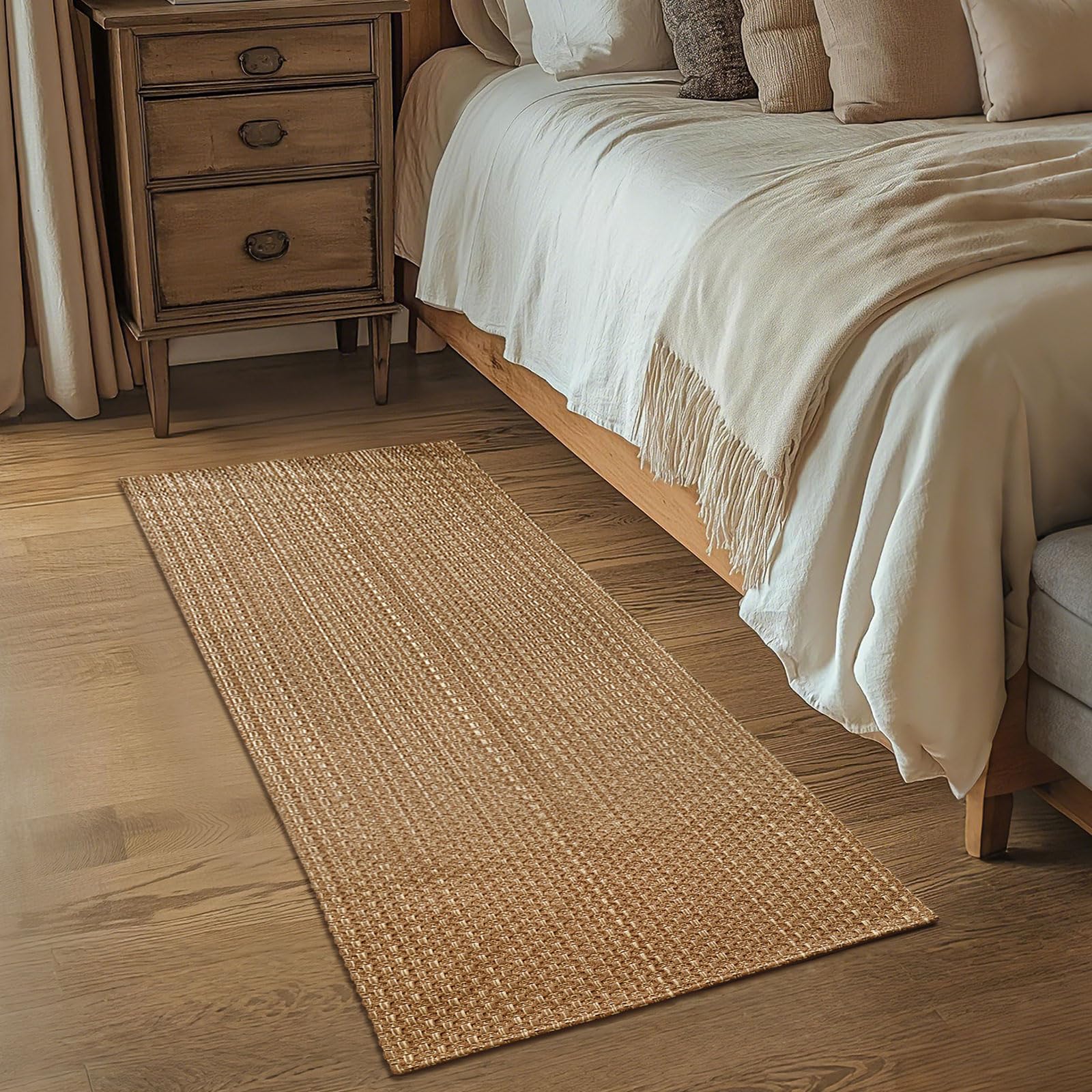 Entryway Rug,Indoor Door Mat 2x3 ft Small Area Rugs,Boho Style Braided Rug,Neutral Solid Rugs,Entrance Doormat for Front Porch,Bathroom,Kitchen,Bedroom,Tan Brown