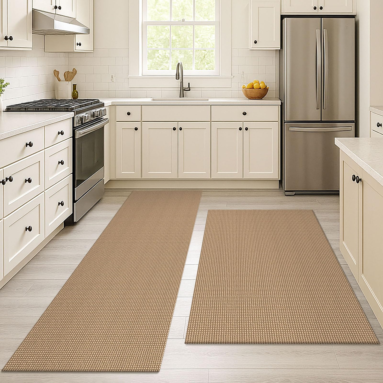 EARTHALL Woven Area Rug 2x3 Ft Washable Rugs for Entryway Braided Non Slip Throw Rugs Door Mat Indoor Outdoor Entrance Small Cotton Woven Carpet for Kitchen Foyer Front Door, Orange/Tan/Brown