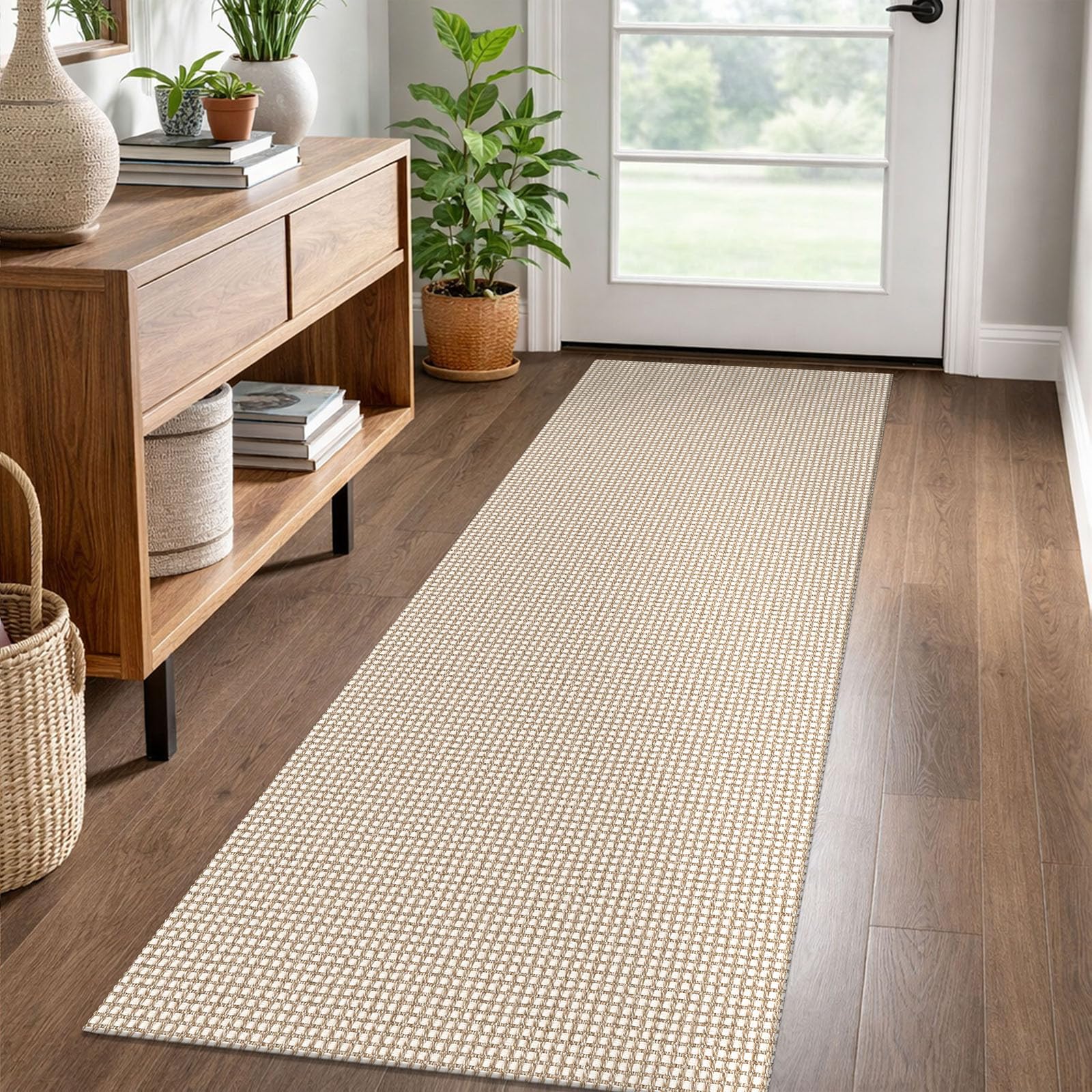 EARTHALL Woven Area Rug 2x3 Ft Washable Rugs for Entryway Braided Non Slip Throw Rugs Door Mat Indoor Outdoor Entrance Small Cotton Woven Carpet for Kitchen Foyer Front Door, Orange/Tan/Brown