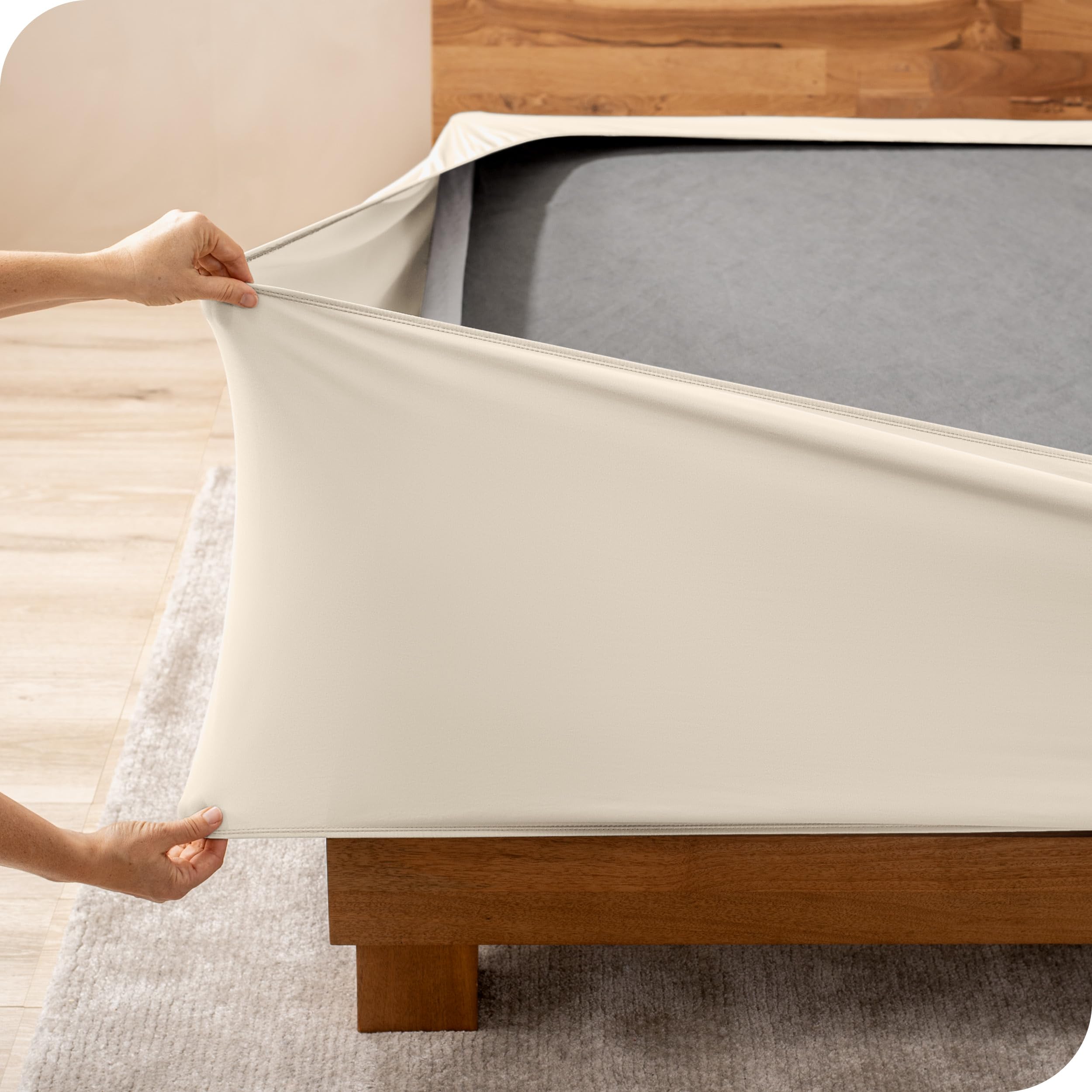 Bare Home Box Spring Cover - Twin - Stretchy Microfiber Decorative Wrap Around Box Spring Cover - Easy Install (Twin, Grey)