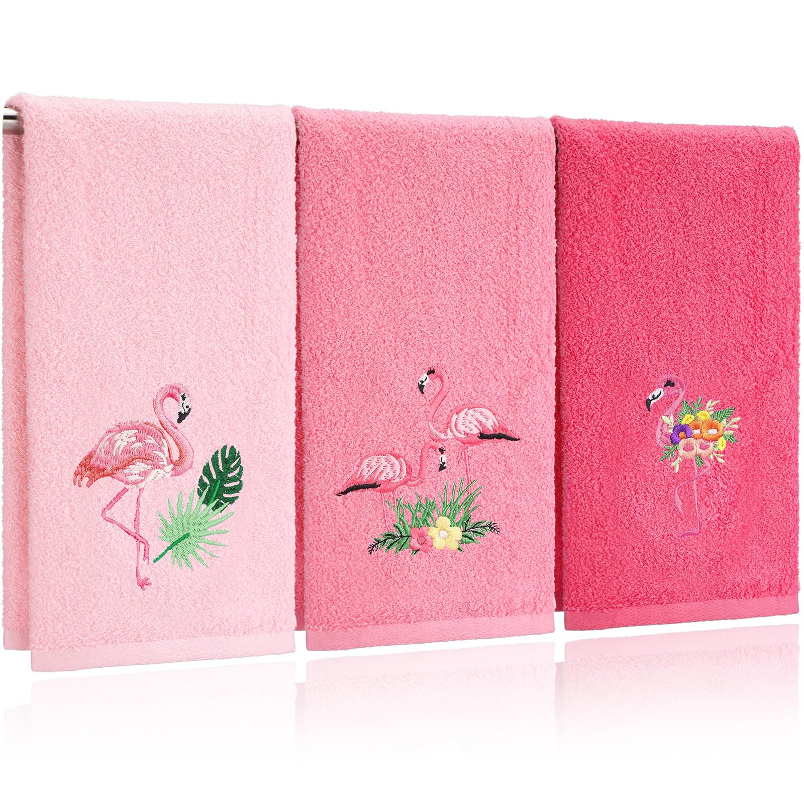 Wildflower Hand Towels Farmhouse Pink Blue Yellow Wildflower Bathroom Decor 14x29 Inch Embroidered Decorative Cute Spring Summer Cotton Soft Absorbent Towels for Bathroom Kitchen