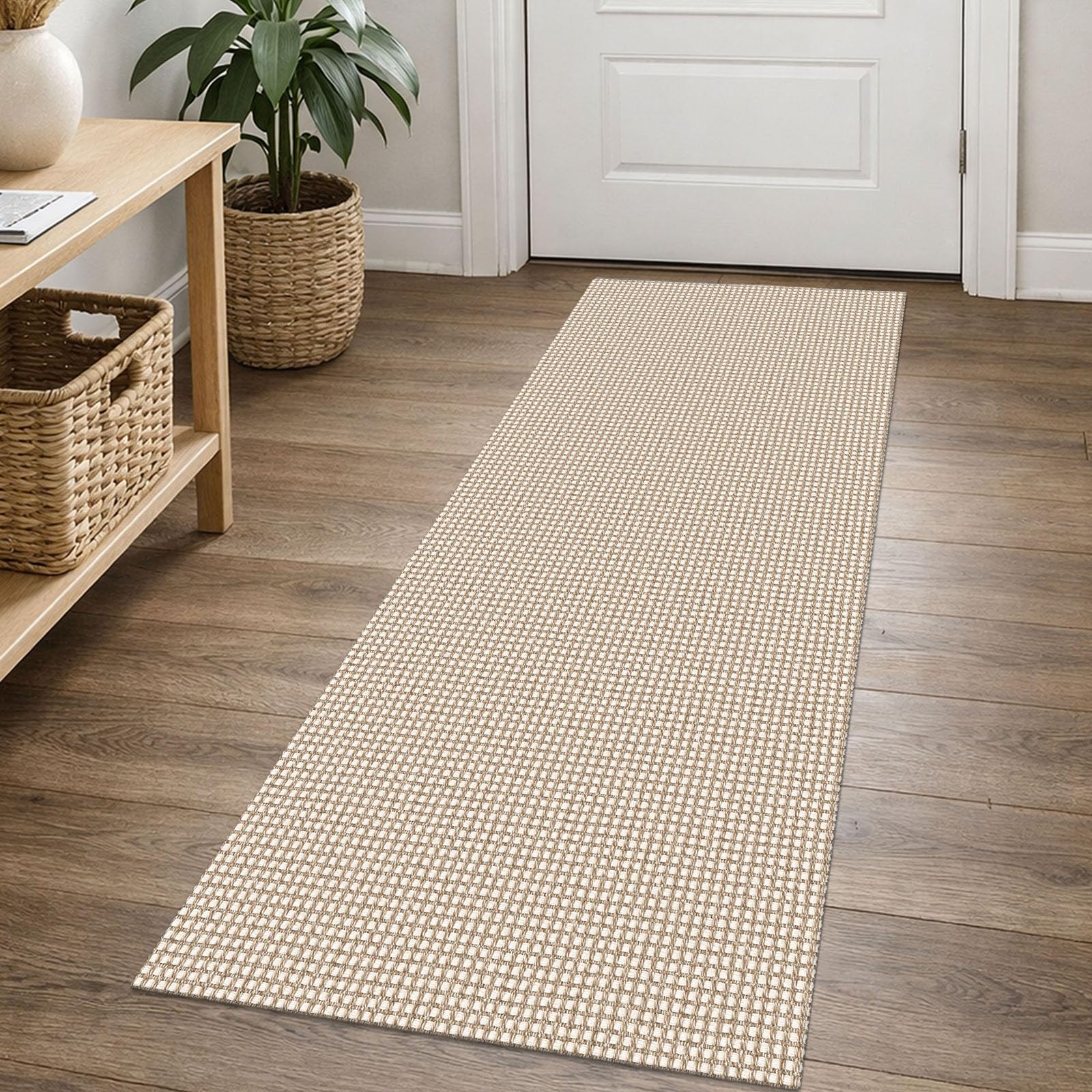 EARTHALL Woven Area Rug 2x3 Ft Washable Rugs for Entryway Braided Non Slip Throw Rugs Door Mat Indoor Outdoor Entrance Small Cotton Woven Carpet for Kitchen Foyer Front Door, Orange/Tan/Brown