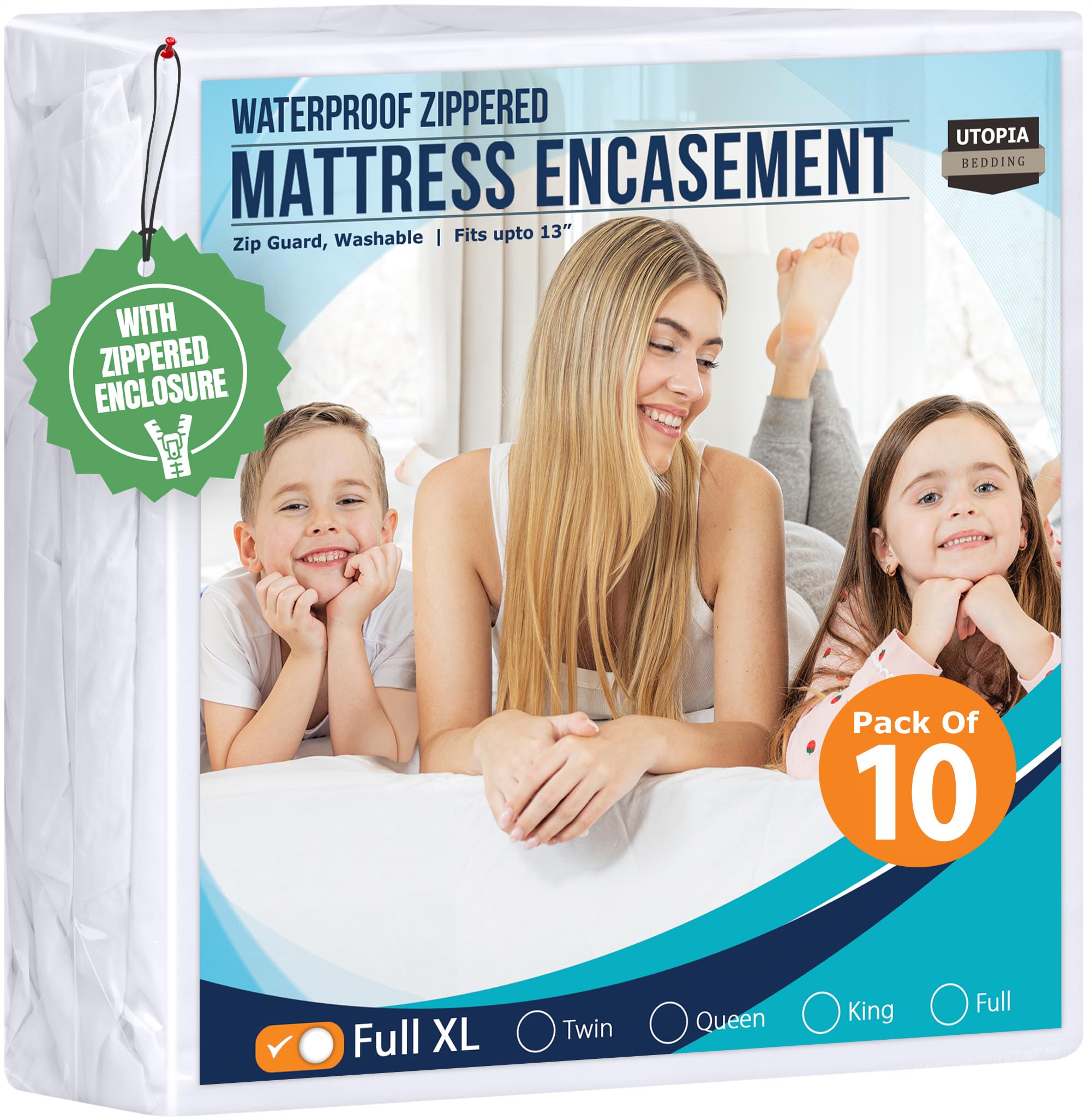 Utopia Bedding Mattress Protector Zippered Queen Size, 100% Waterproof Bed Bug and Dust Mite Proof Mattress Encasement, Absorbent 6 Sided Mattress Cover
