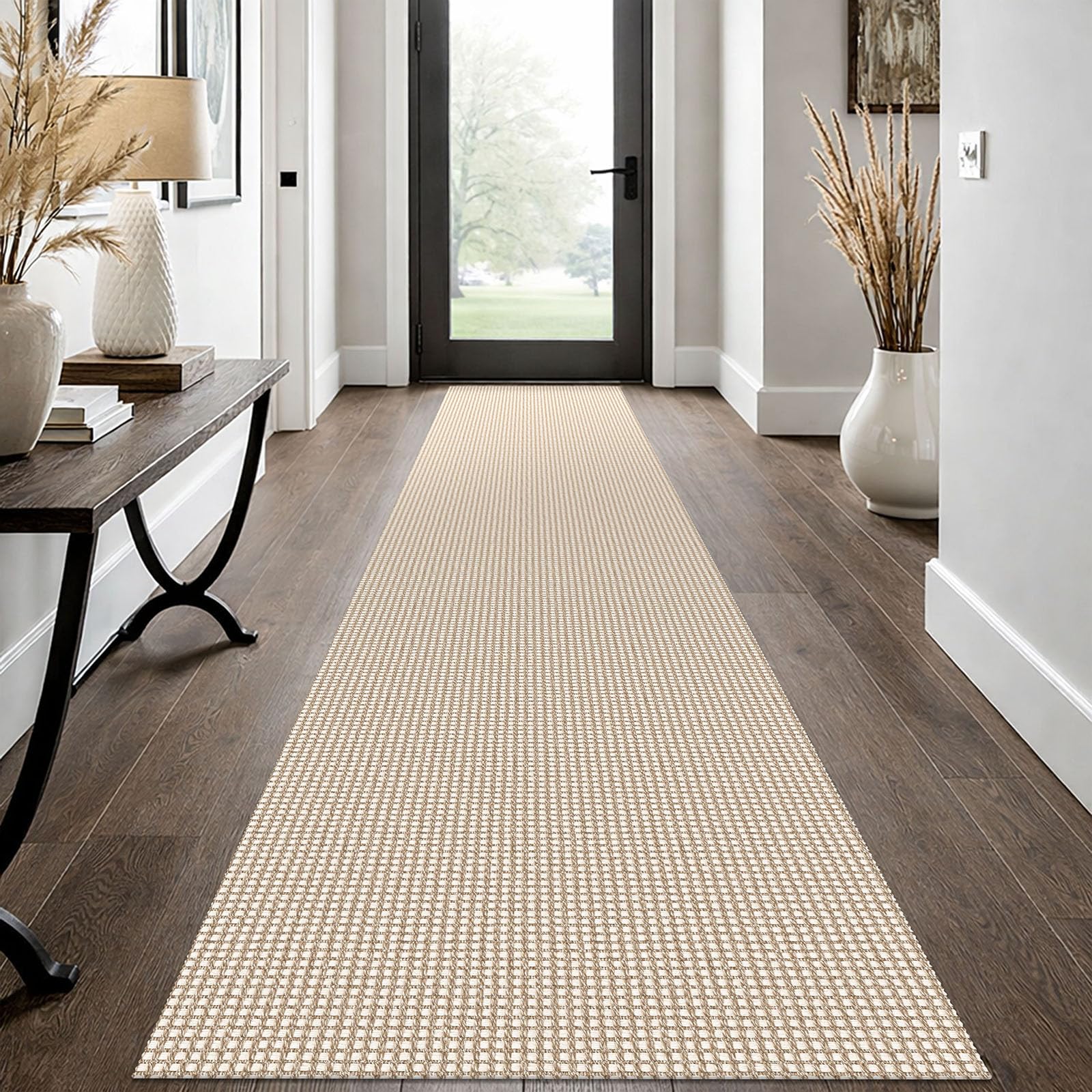 EARTHALL Woven Area Rug 2x3 Ft Washable Rugs for Entryway Braided Non Slip Throw Rugs Door Mat Indoor Outdoor Entrance Small Cotton Woven Carpet for Kitchen Foyer Front Door, Orange/Tan/Brown