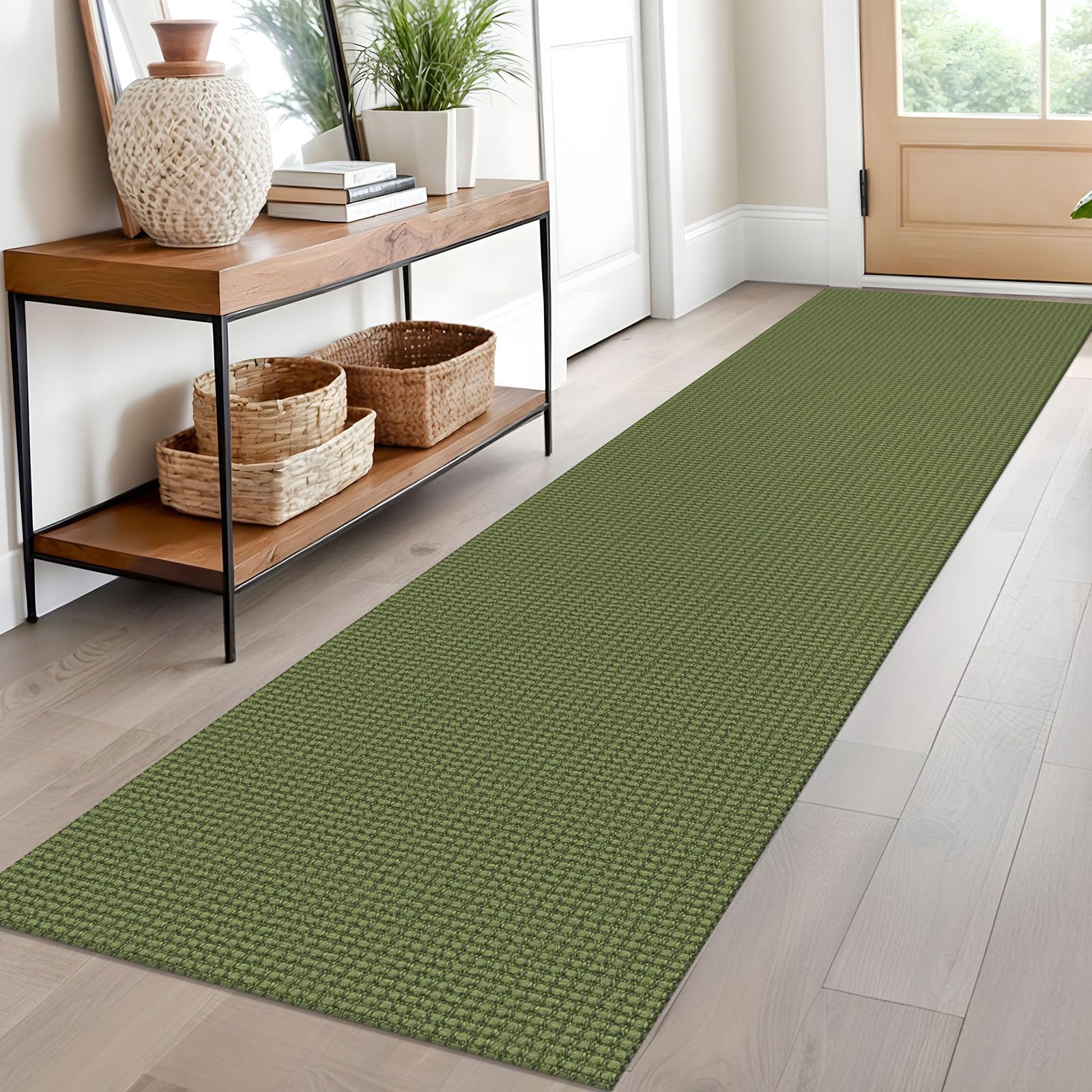 EARTHALL Woven Area Rug 2x3 Ft Washable Rugs for Entryway Braided Non Slip Throw Rugs Door Mat Indoor Outdoor Entrance Small Cotton Woven Carpet for Kitchen Foyer Front Door, Orange/Tan/Brown