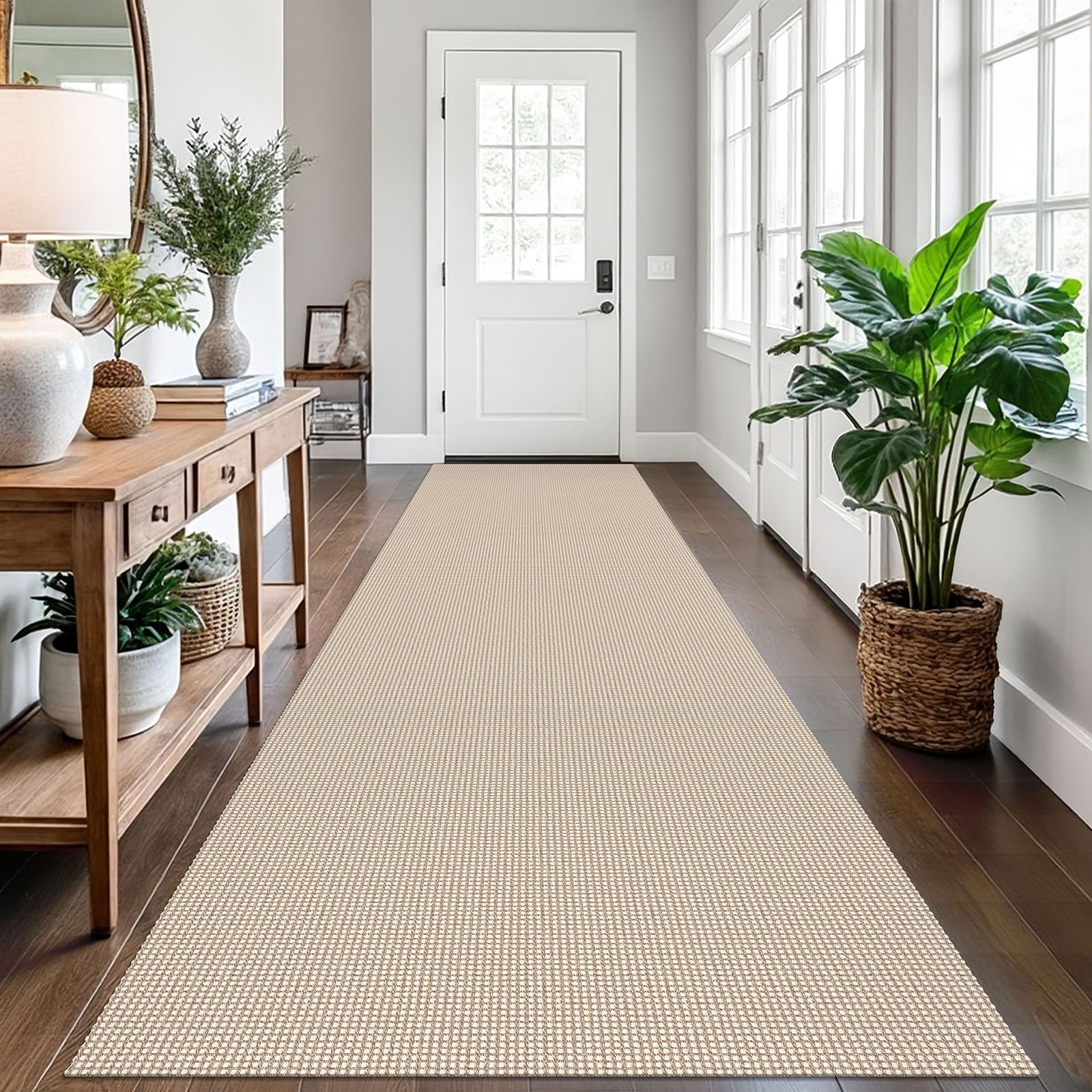 EARTHALL Woven Area Rug 2x3 Ft Washable Rugs for Entryway Braided Non Slip Throw Rugs Door Mat Indoor Outdoor Entrance Small Cotton Woven Carpet for Kitchen Foyer Front Door, Orange/Tan/Brown