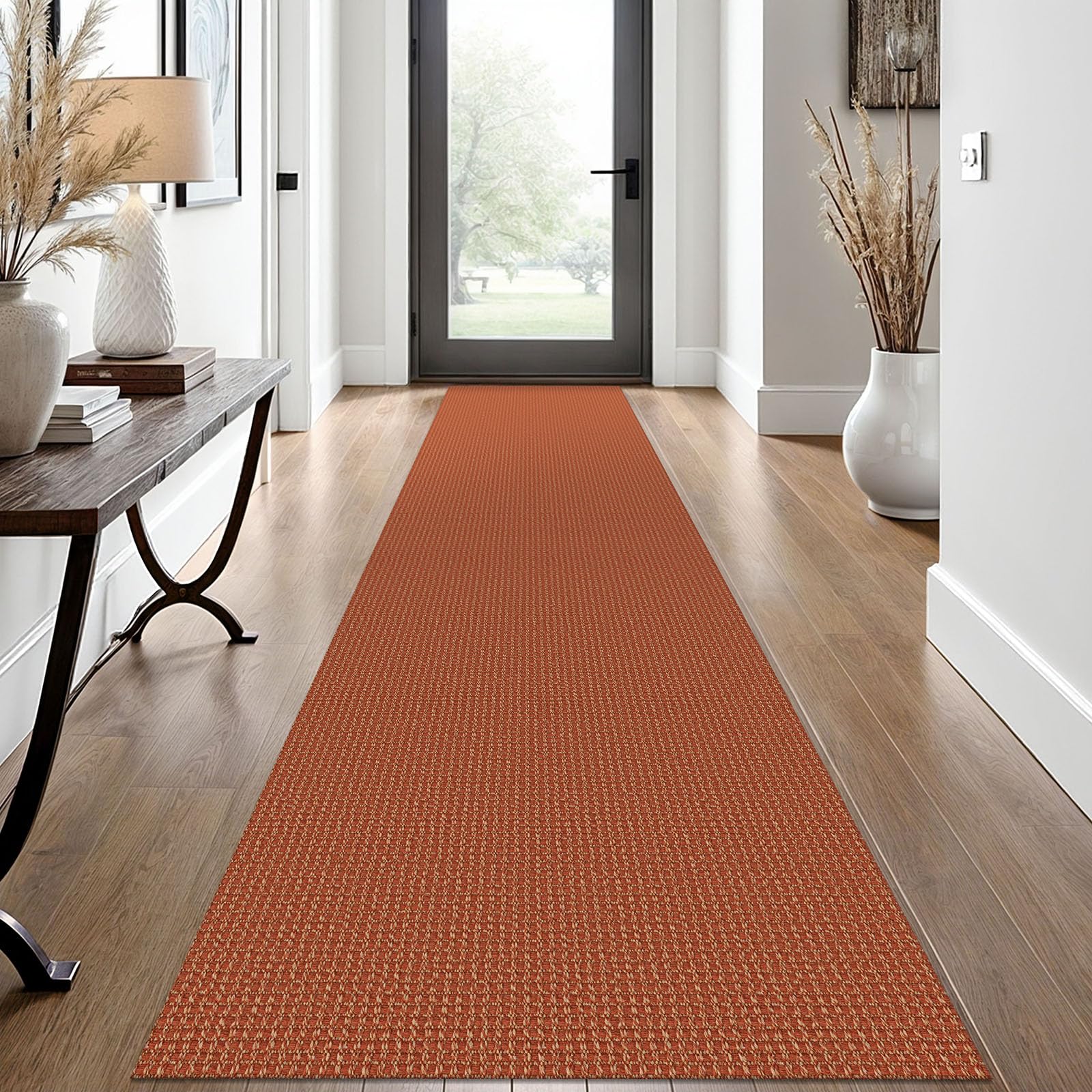 EARTHALL Woven Area Rug 2x3 Ft Washable Rugs for Entryway Braided Non Slip Throw Rugs Door Mat Indoor Outdoor Entrance Small Cotton Woven Carpet for Kitchen Foyer Front Door, Orange/Tan/Brown