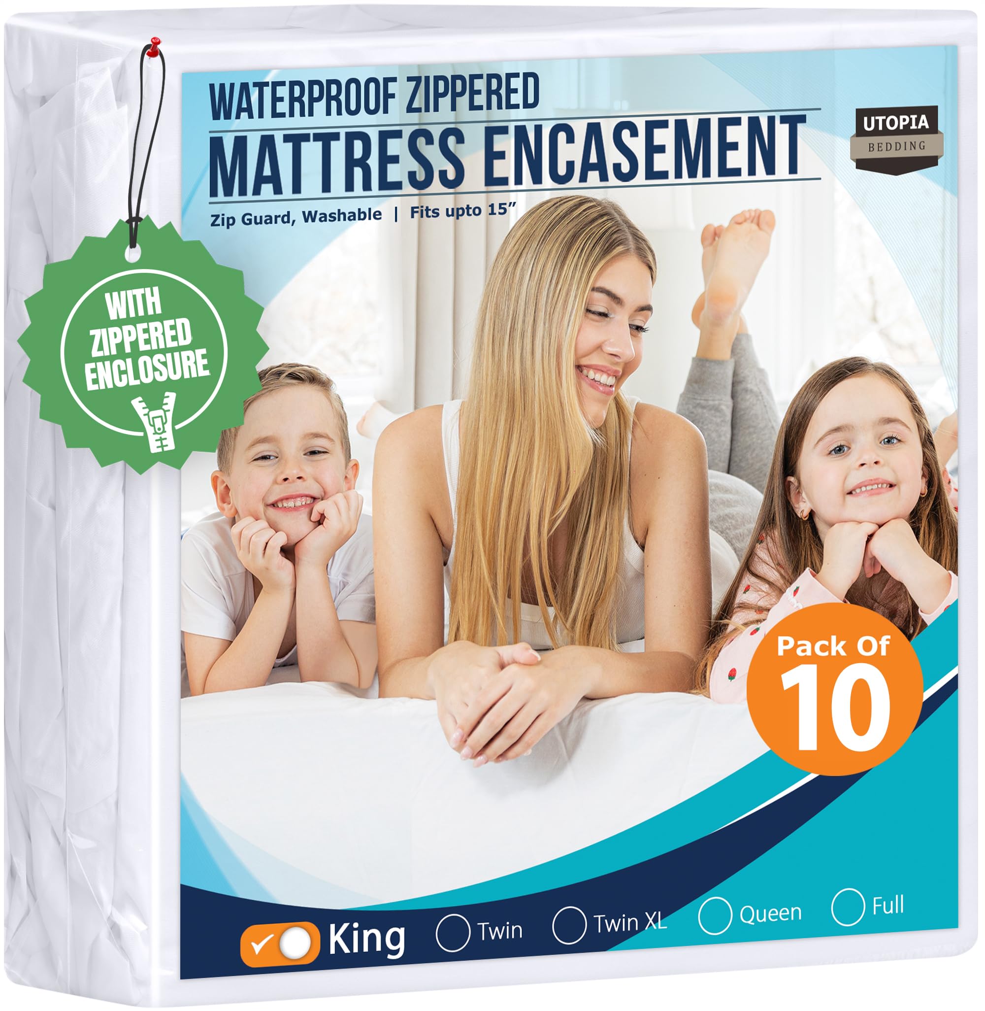 Utopia Bedding Mattress Protector Zippered Queen Size, 100% Waterproof Bed Bug and Dust Mite Proof Mattress Encasement, Absorbent 6 Sided Mattress Cover