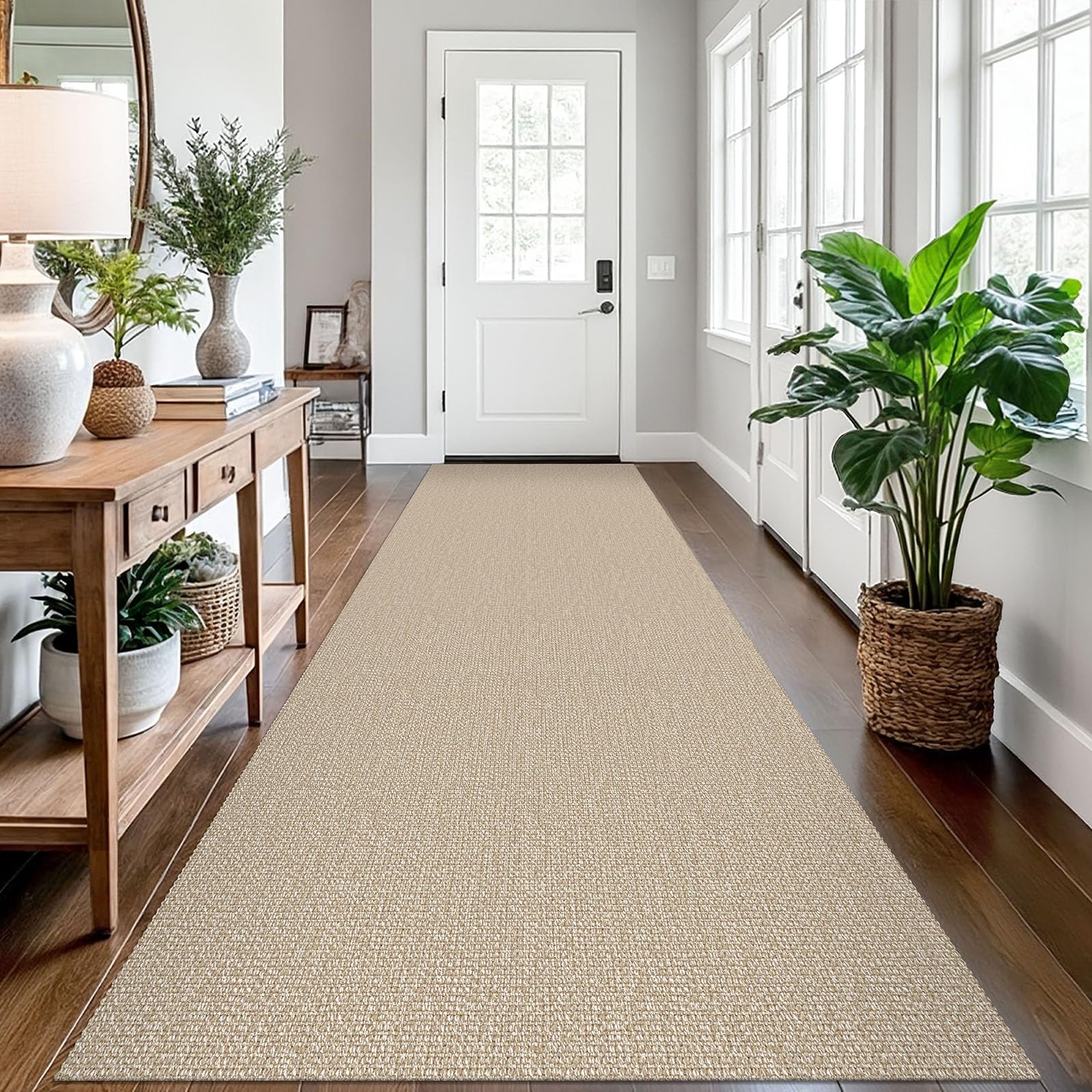 EARTHALL Small Area Rug 2x3 Ft Washable Rugs for Entryway Non Slip Braided Throw Rugs with Rubber Backing Door Mat Indoor Outdoor Entrance Cotton Woven Carpet for Kitchen Foyer Front Door, Khaki/Beige