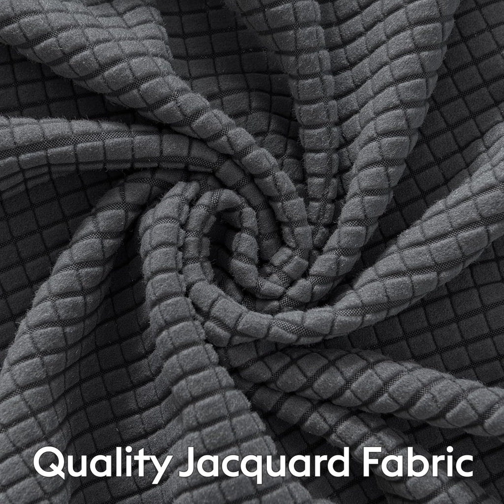 MIYE Jacquard Fabric Box Spring Cover,Super Stretchy Wrap Around 4 Sides Elastic Bed Skirt,Wrinkle & Fading Resistant,Washable & Easy Fit. (Dark Grey, King)