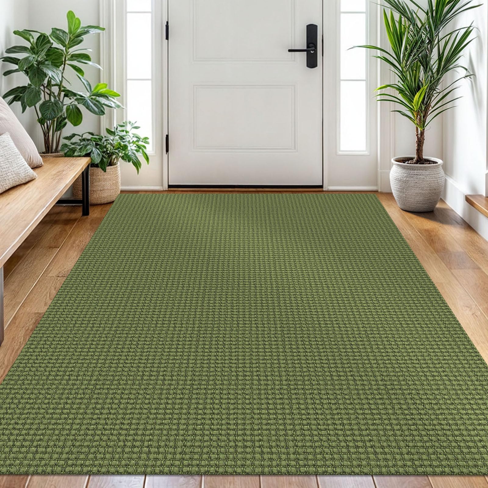 EARTHALL Woven Area Rug 2x3 Ft Washable Rugs for Entryway Braided Non Slip Throw Rugs Door Mat Indoor Outdoor Entrance Small Cotton Woven Carpet for Kitchen Foyer Front Door, Orange/Tan/Brown
