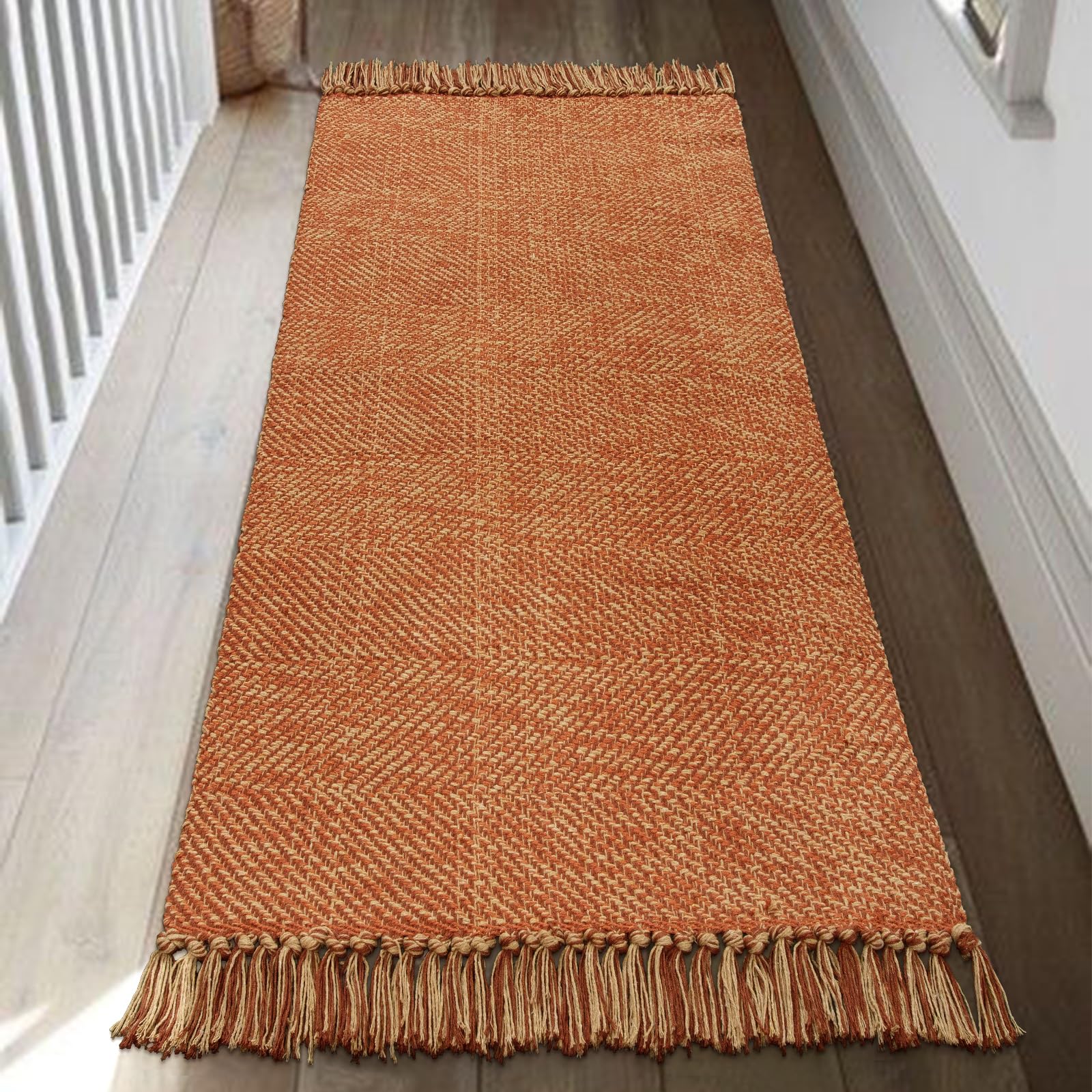 Collive Small Bathroom Rug, 2' x 3' Hand-Woven Low Profile Front Entryway Rug, Olive Green/Cream Cotton Reversible Washable Kitchen Mat Modern Farmhouse Carpet for Foyer Bedroom Back Door Decor