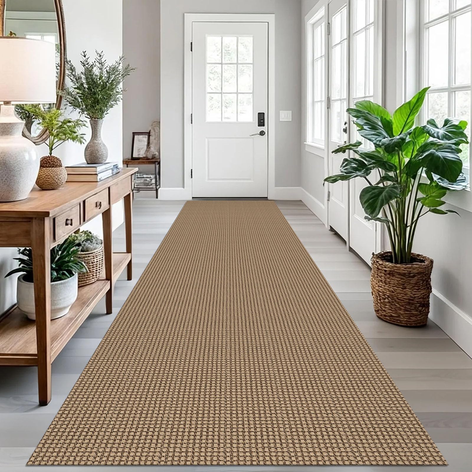 EARTHALL Woven Area Rug 2x3 Ft Washable Rugs for Entryway Braided Non Slip Throw Rugs Door Mat Indoor Outdoor Entrance Small Cotton Woven Carpet for Kitchen Foyer Front Door, Orange/Tan/Brown