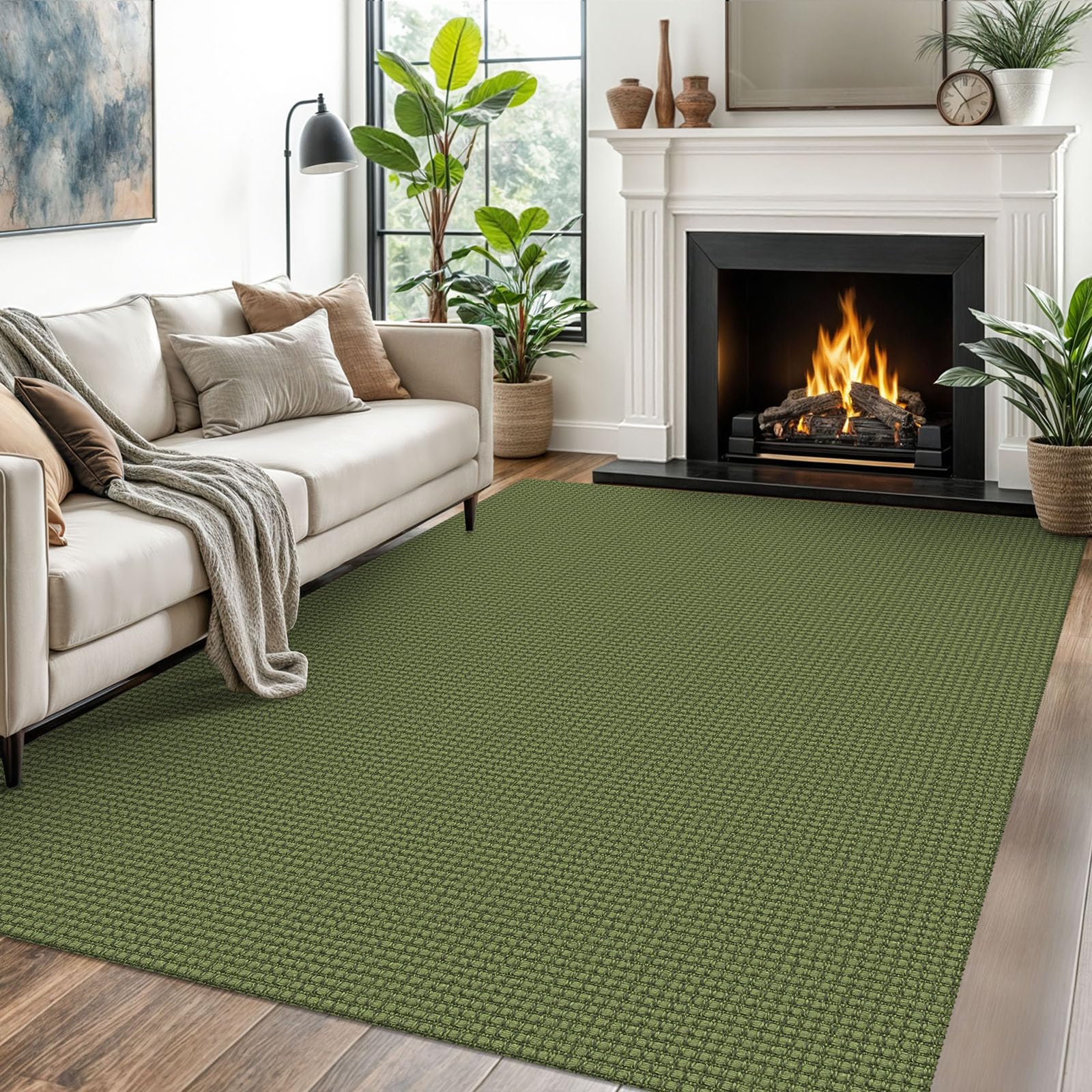 EARTHALL Woven Area Rug 2x3 Ft Washable Rugs for Entryway Braided Non Slip Throw Rugs Door Mat Indoor Outdoor Entrance Small Cotton Woven Carpet for Kitchen Foyer Front Door, Orange/Tan/Brown