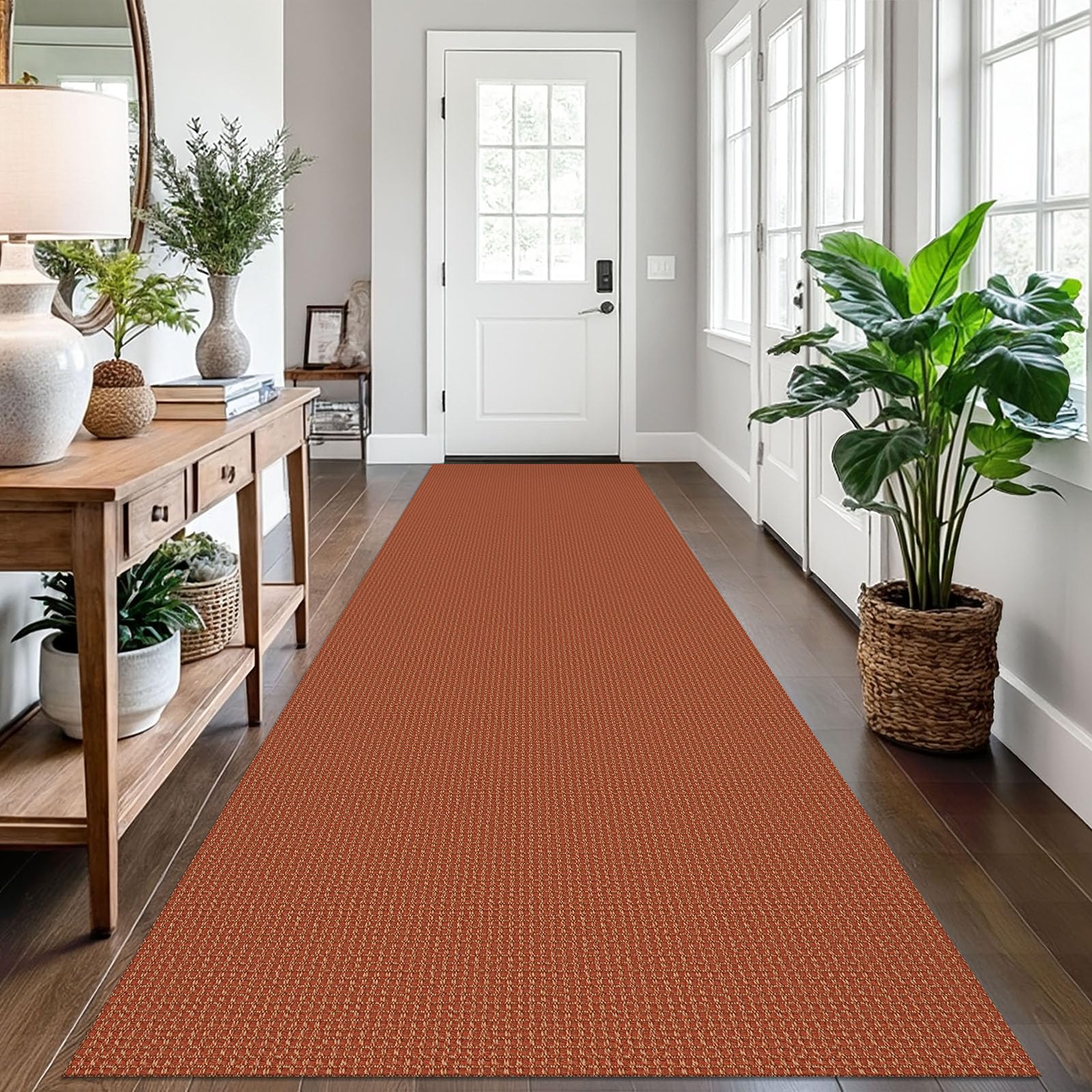 EARTHALL Woven Area Rug 2x3 Ft Washable Rugs for Entryway Braided Non Slip Throw Rugs Door Mat Indoor Outdoor Entrance Small Cotton Woven Carpet for Kitchen Foyer Front Door, Orange/Tan/Brown