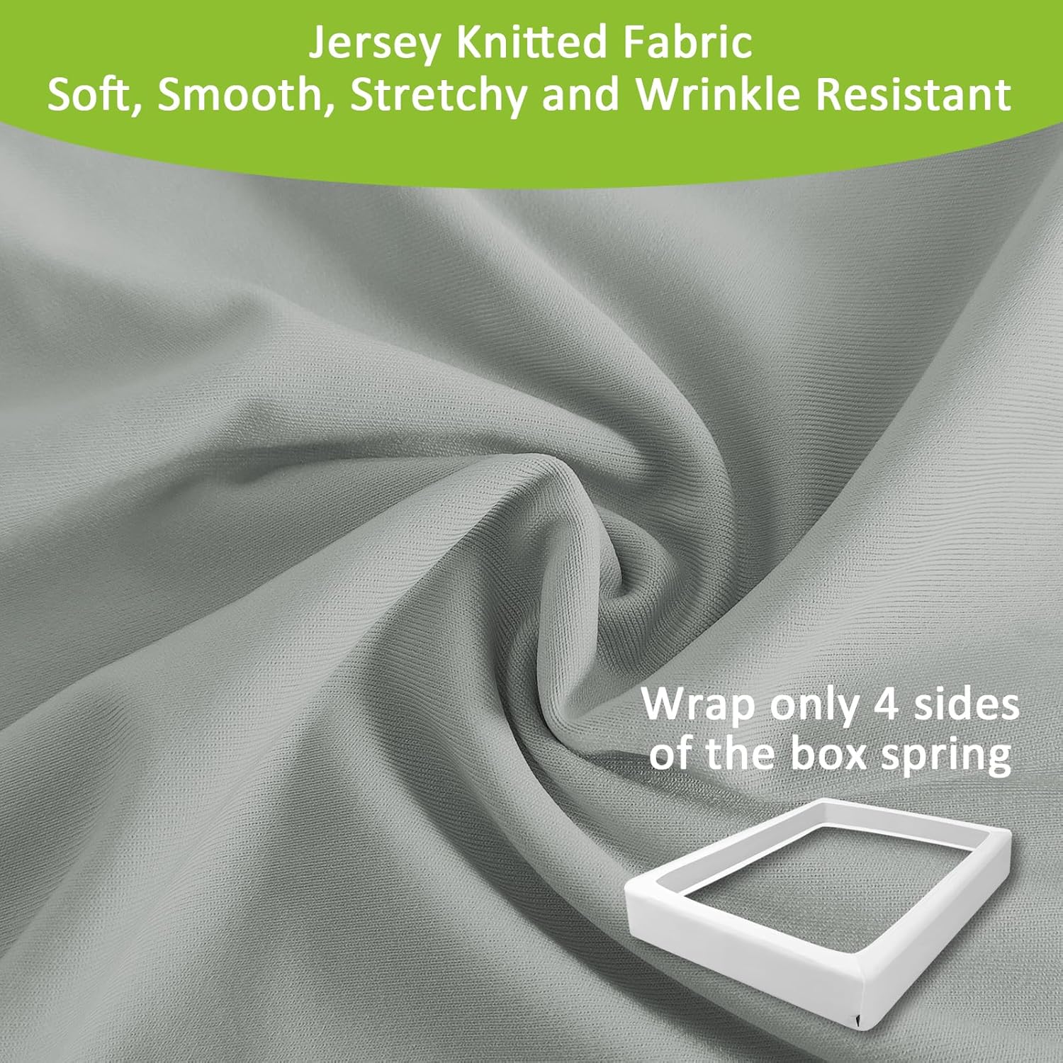 Bedecor 4-9 Inches Split Box Spring Cover King Size Light Grey with Stretchy Fabric Bed Frame Cover Wrap Around 4 Sides Elastic Bed Skirt Alternative Gray Boxspring Cover King/Cal King
