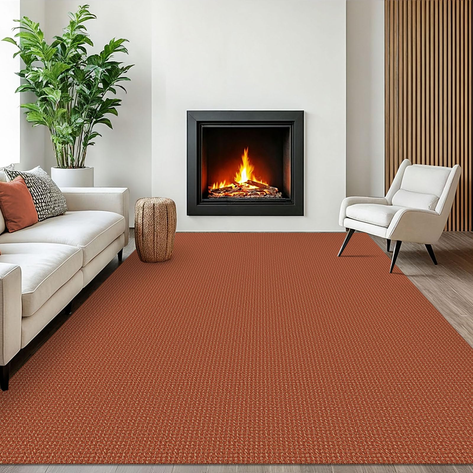 EARTHALL Woven Area Rug 2x3 Ft Washable Rugs for Entryway Braided Non Slip Throw Rugs Door Mat Indoor Outdoor Entrance Small Cotton Woven Carpet for Kitchen Foyer Front Door, Orange/Tan/Brown