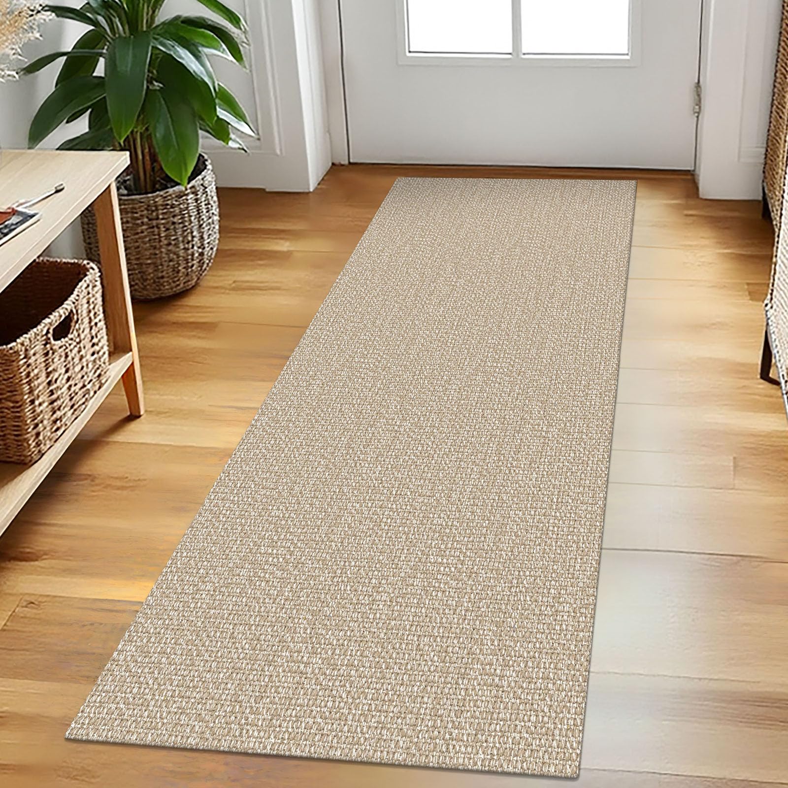 EARTHALL Small Area Rug 2x3 Ft Washable Rugs for Entryway Non Slip Braided Throw Rugs with Rubber Backing Door Mat Indoor Outdoor Entrance Cotton Woven Carpet for Kitchen Foyer Front Door, Khaki/Beige