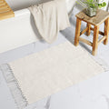 Lahome Belle Boho Entryway Rug, 3x5 Rugs for Bedroom Lightweight Washable Throw Rug Woven Cotton Bathroom Carpet with Tassels, Farmhouse Black and White Rugs for Living Room Kitchen Office Dorm