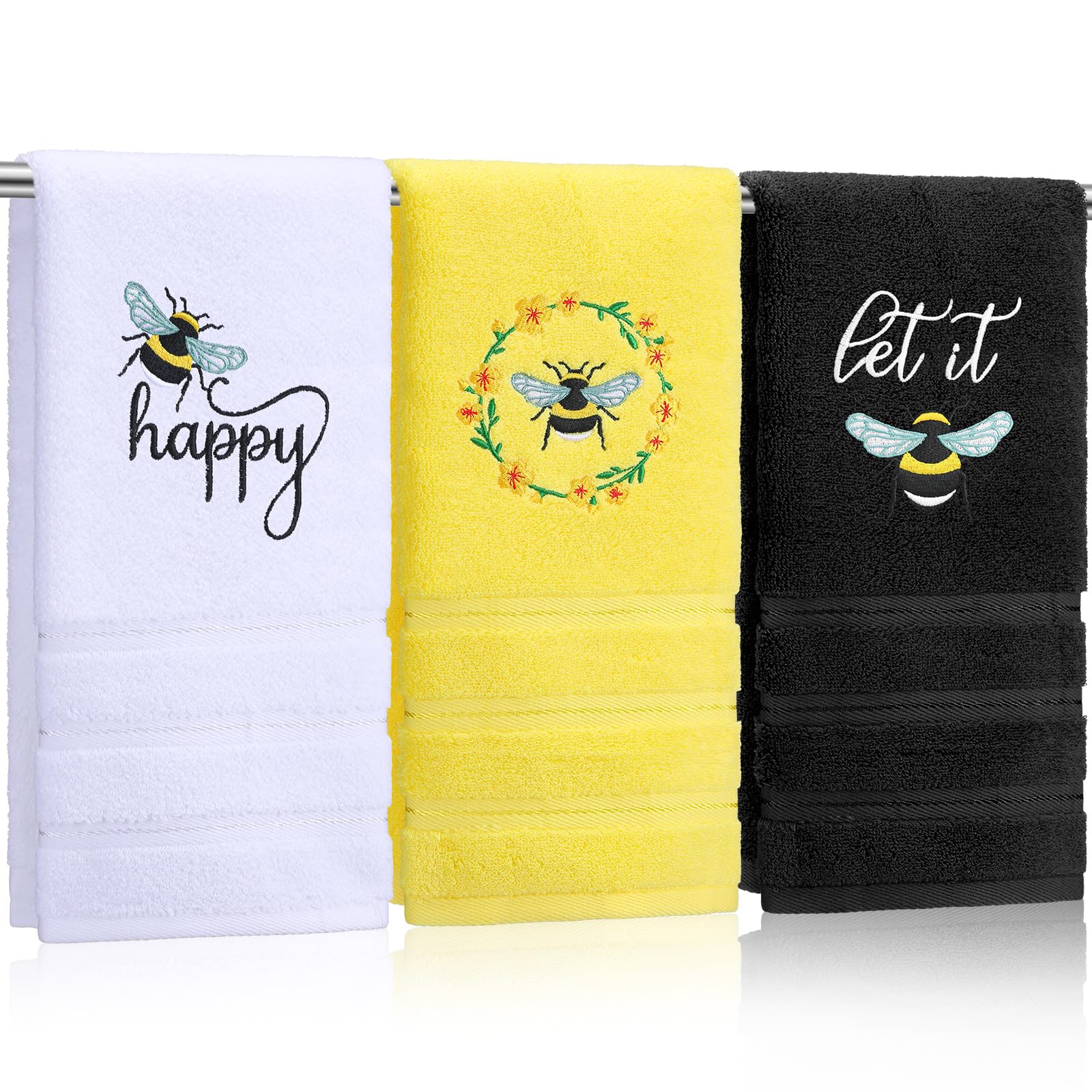 Wildflower Hand Towels Farmhouse Pink Blue Yellow Wildflower Bathroom Decor 14x29 Inch Embroidered Decorative Cute Spring Summer Cotton Soft Absorbent Towels for Bathroom Kitchen
