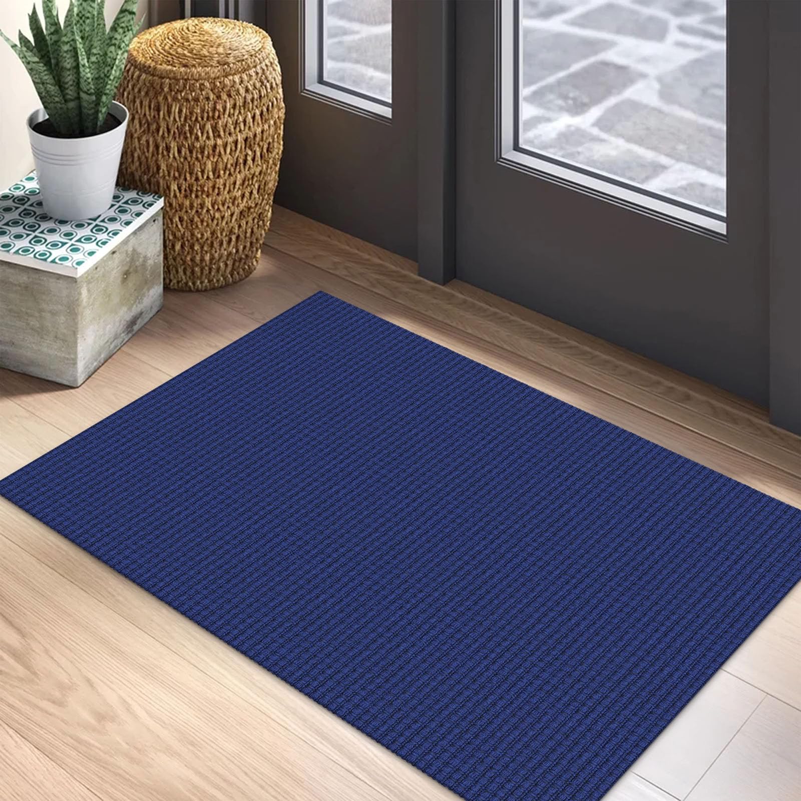 EARTHALL Woven Area Rug 2x3 Ft Washable Rugs for Entryway Braided Non Slip Throw Rugs Door Mat Indoor Outdoor Entrance Small Cotton Woven Carpet for Kitchen Foyer Front Door, Orange/Tan/Brown
