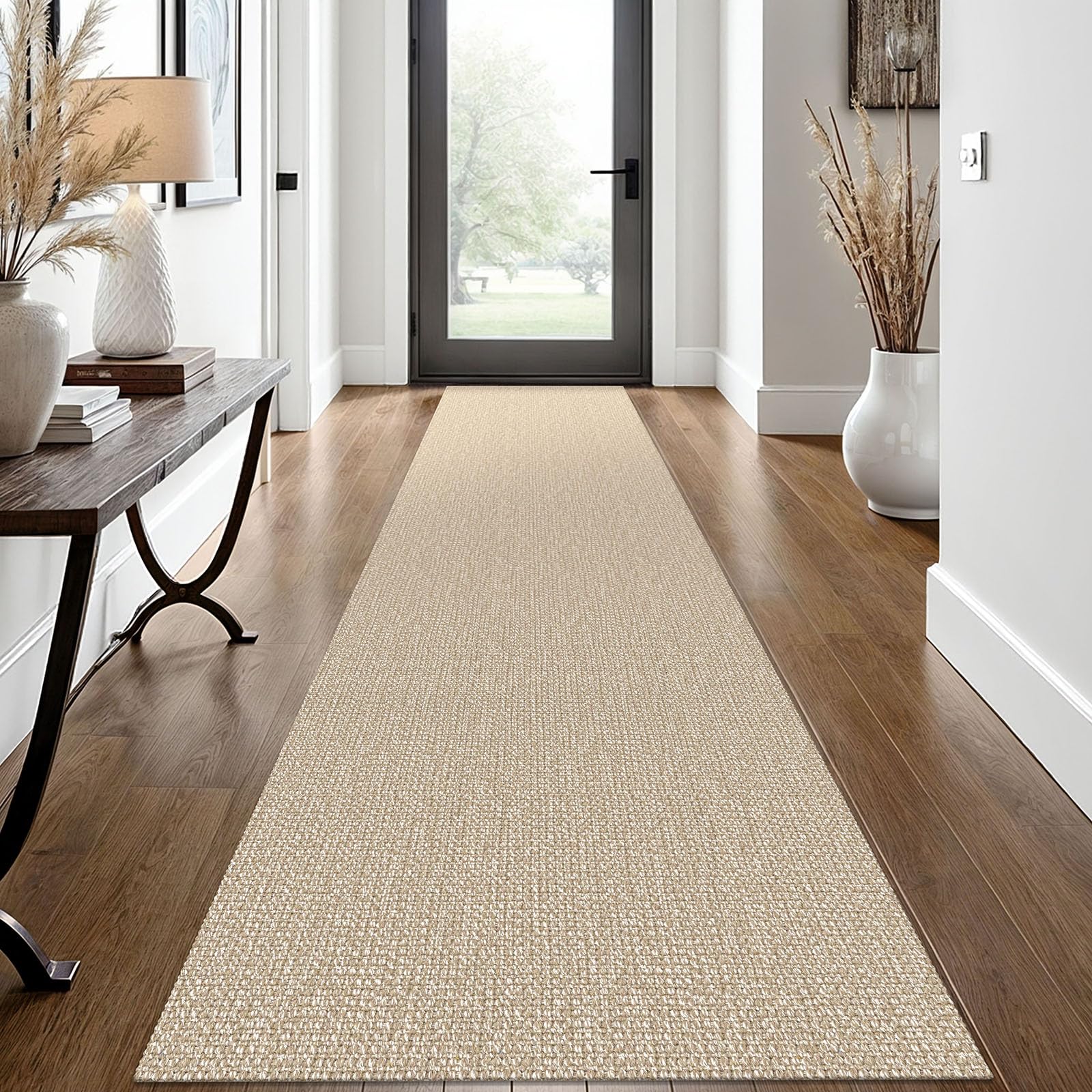 EARTHALL Small Area Rug 2x3 Ft Washable Rugs for Entryway Non Slip Braided Throw Rugs with Rubber Backing Door Mat Indoor Outdoor Entrance Cotton Woven Carpet for Kitchen Foyer Front Door, Khaki/Beige