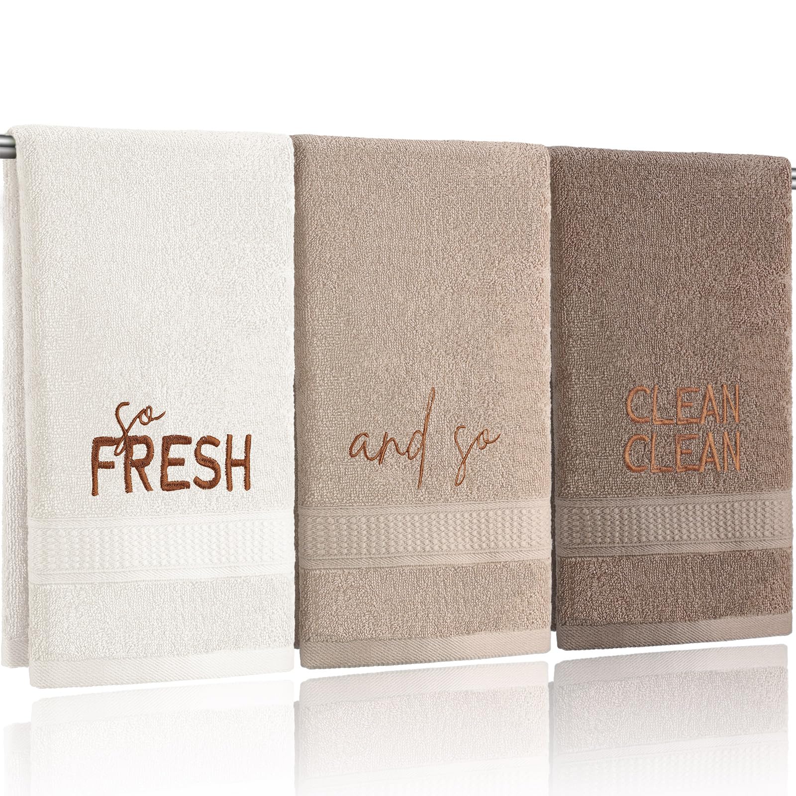 3 Pcs Farmhouse Decorative Hand Towels for Bathroom and Kitchen Rustic Embroidered Cotton Hand Towels Decorative Set for Boho Bathroom Decor(Black,Home Love Family)