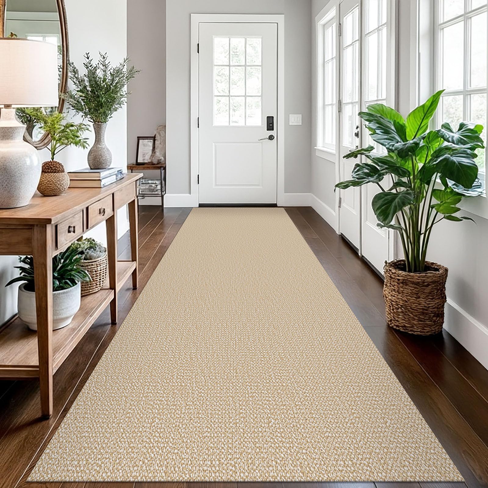 EARTHALL Small Area Rug 2x3 Ft Washable Rugs for Entryway Non Slip Braided Throw Rugs with Rubber Backing Door Mat Indoor Outdoor Entrance Cotton Woven Carpet for Kitchen Foyer Front Door, Khaki/Beige