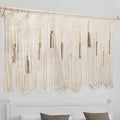 Extra Large Macrame Wall Hanging 70.8" × 39" Boho Tapestry Woven Decor- Cotton Tassel Curtain Beige Chic Bohemian Wall Art for Home Living Room Bedroom Dorm Wedding (Includes Rod)