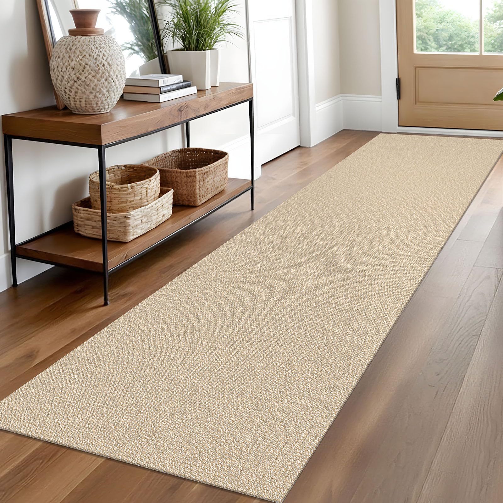 EARTHALL Small Area Rug 2x3 Ft Washable Rugs for Entryway Non Slip Braided Throw Rugs with Rubber Backing Door Mat Indoor Outdoor Entrance Cotton Woven Carpet for Kitchen Foyer Front Door, Khaki/Beige