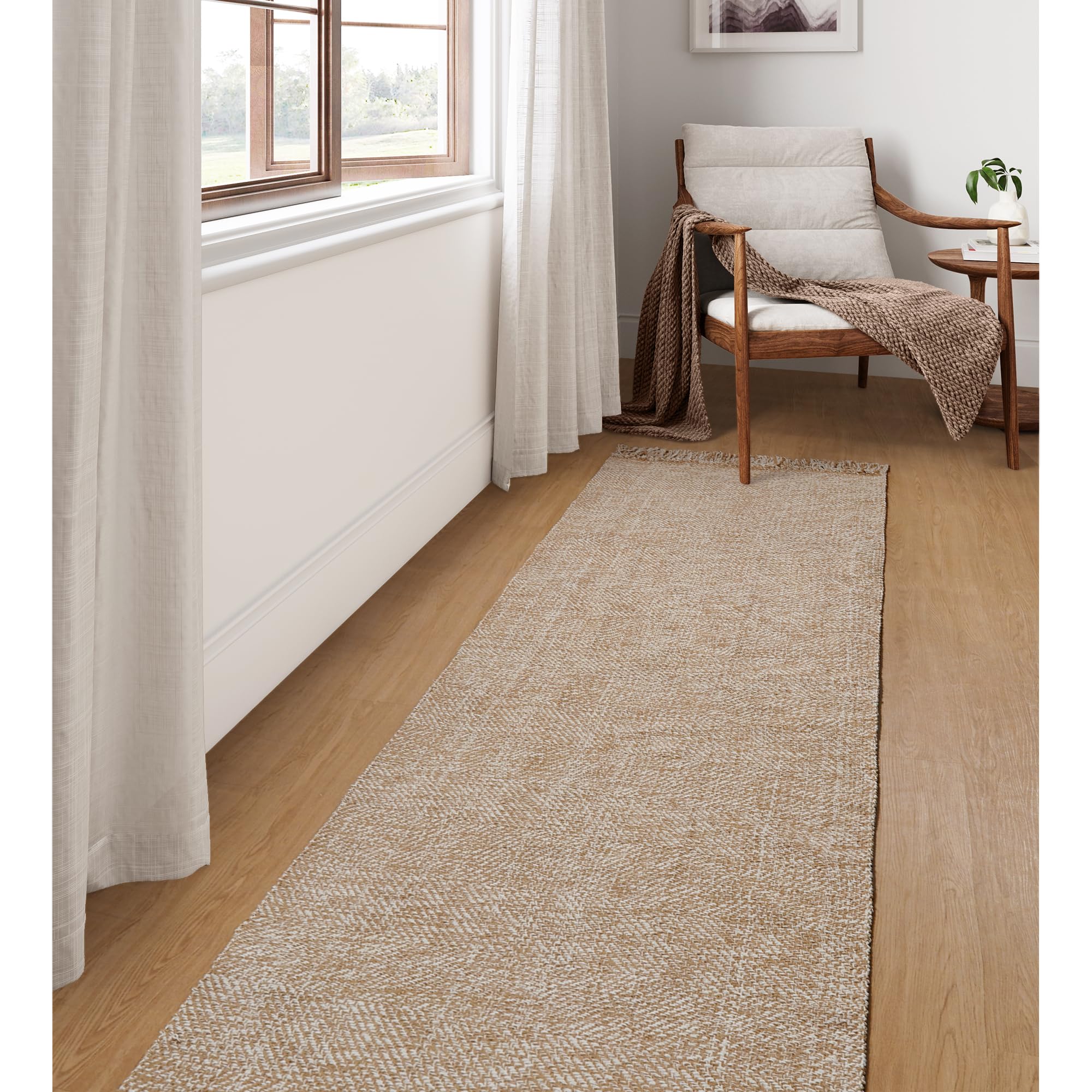 Collive Small Bathroom Rug, 2' x 3' Hand-Woven Low Profile Front Entryway Rug, Olive Green/Cream Cotton Reversible Washable Kitchen Mat Modern Farmhouse Carpet for Foyer Bedroom Back Door Decor
