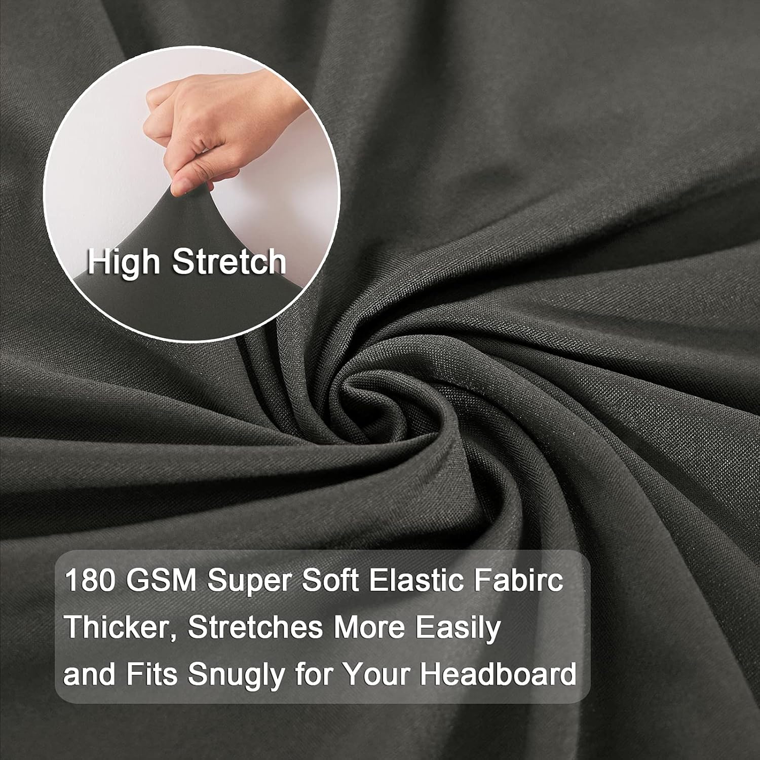 WOMACO Stretch Bed Headboard Slipcover 180 GSM Thick Fabric Solid Color Dustproof Bed Head Protector Cover for Bedroom Décor (Dark Gray, 59-67")