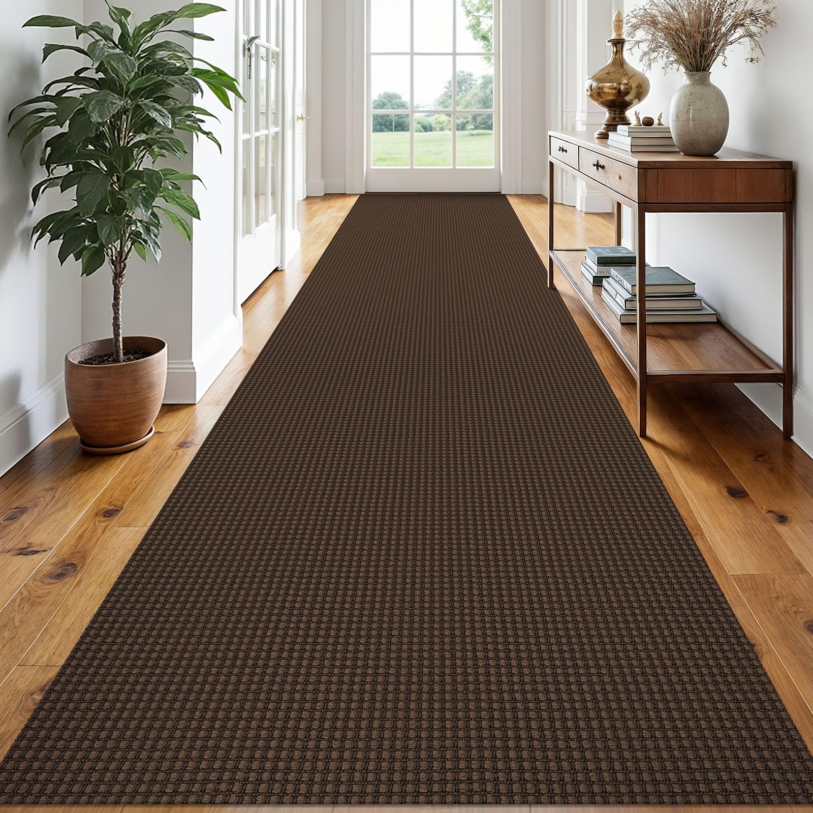EARTHALL Woven Area Rug 2x3 Ft Washable Rugs for Entryway Braided Non Slip Throw Rugs Door Mat Indoor Outdoor Entrance Small Cotton Woven Carpet for Kitchen Foyer Front Door, Orange/Tan/Brown