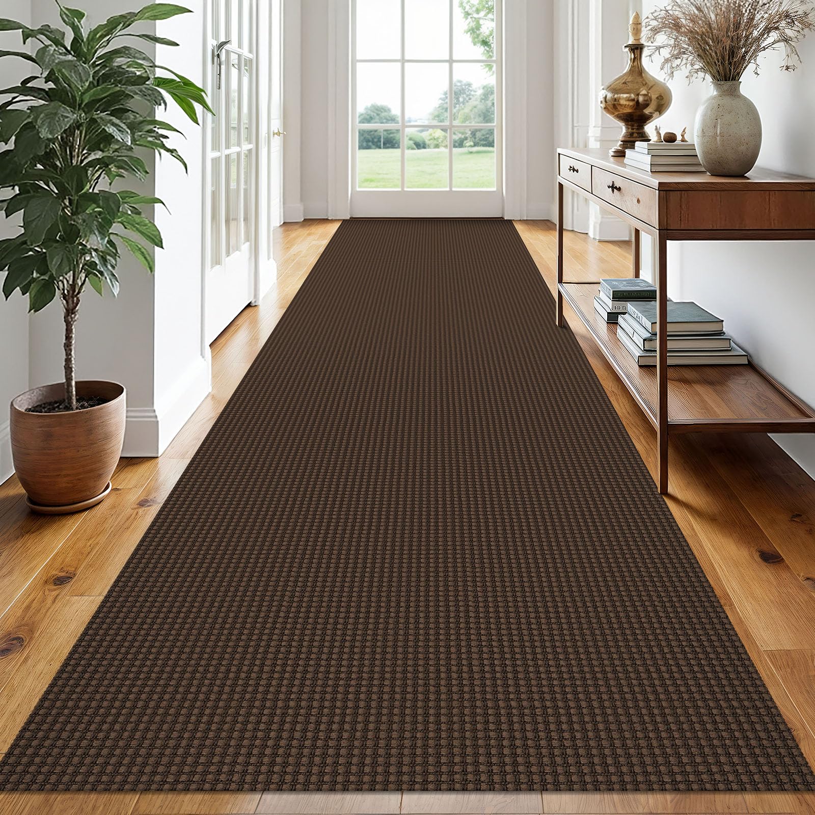 EARTHALL Woven Area Rug 2x3 Ft Washable Rugs for Entryway Braided Non Slip Throw Rugs Door Mat Indoor Outdoor Entrance Small Cotton Woven Carpet for Kitchen Foyer Front Door, Orange/Tan/Brown