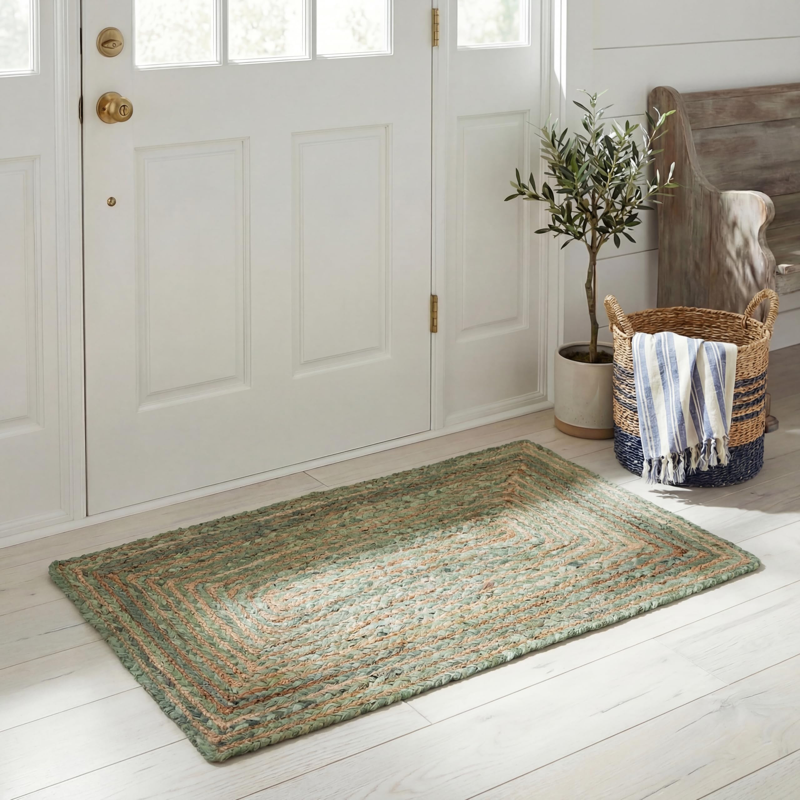 SAFAVIEH Area Rug 2x3 - Cape Cod Collection - Beige & Multi, Handmade Jute & Cotton, Woven Braided Design (CAP202B)