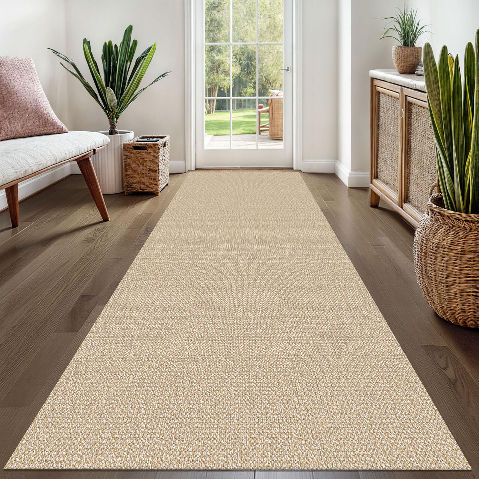 EARTHALL Small Area Rug 2x3 Ft Washable Rugs for Entryway Non Slip Braided Throw Rugs with Rubber Backing Door Mat Indoor Outdoor Entrance Cotton Woven Carpet for Kitchen Foyer Front Door, Khaki/Beige