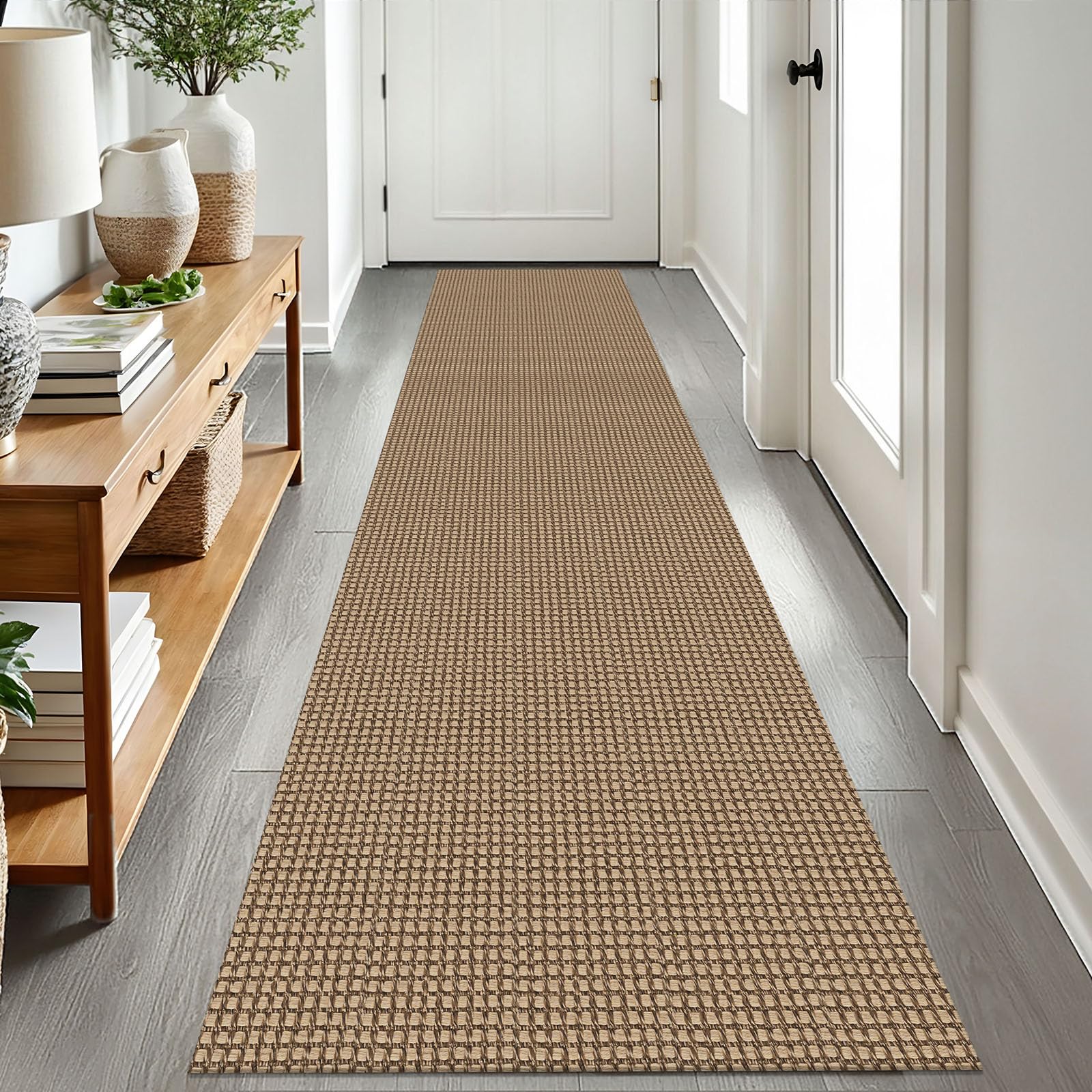 EARTHALL Woven Area Rug 2x3 Ft Washable Rugs for Entryway Braided Non Slip Throw Rugs Door Mat Indoor Outdoor Entrance Small Cotton Woven Carpet for Kitchen Foyer Front Door, Orange/Tan/Brown