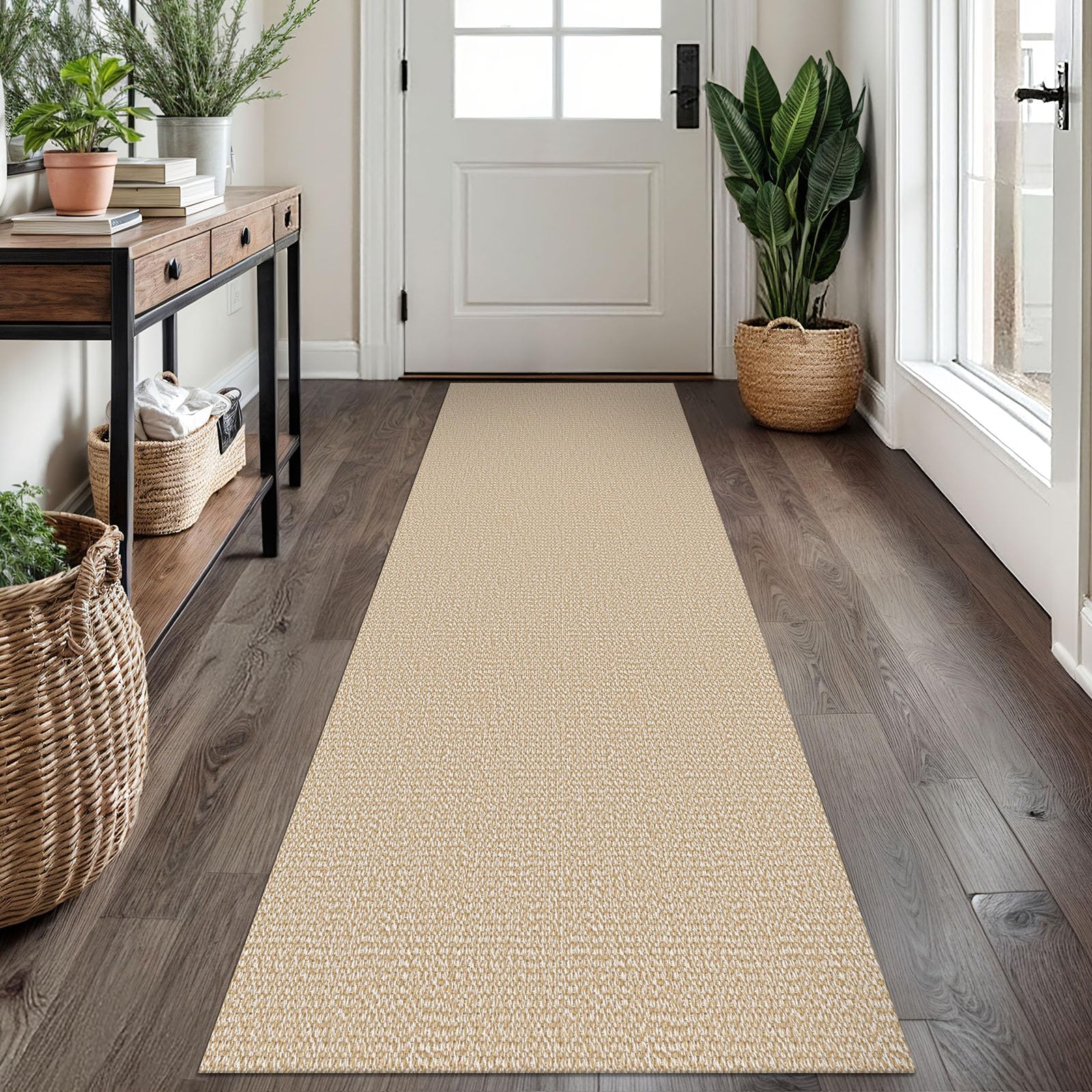 EARTHALL Small Area Rug 2x3 Ft Washable Rugs for Entryway Non Slip Braided Throw Rugs with Rubber Backing Door Mat Indoor Outdoor Entrance Cotton Woven Carpet for Kitchen Foyer Front Door, Khaki/Beige