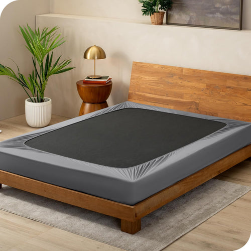 Bare Home Box Spring Cover - Twin - Stretchy Microfiber Decorative Wrap Around Box Spring Cover - Easy Install (Twin, Grey)