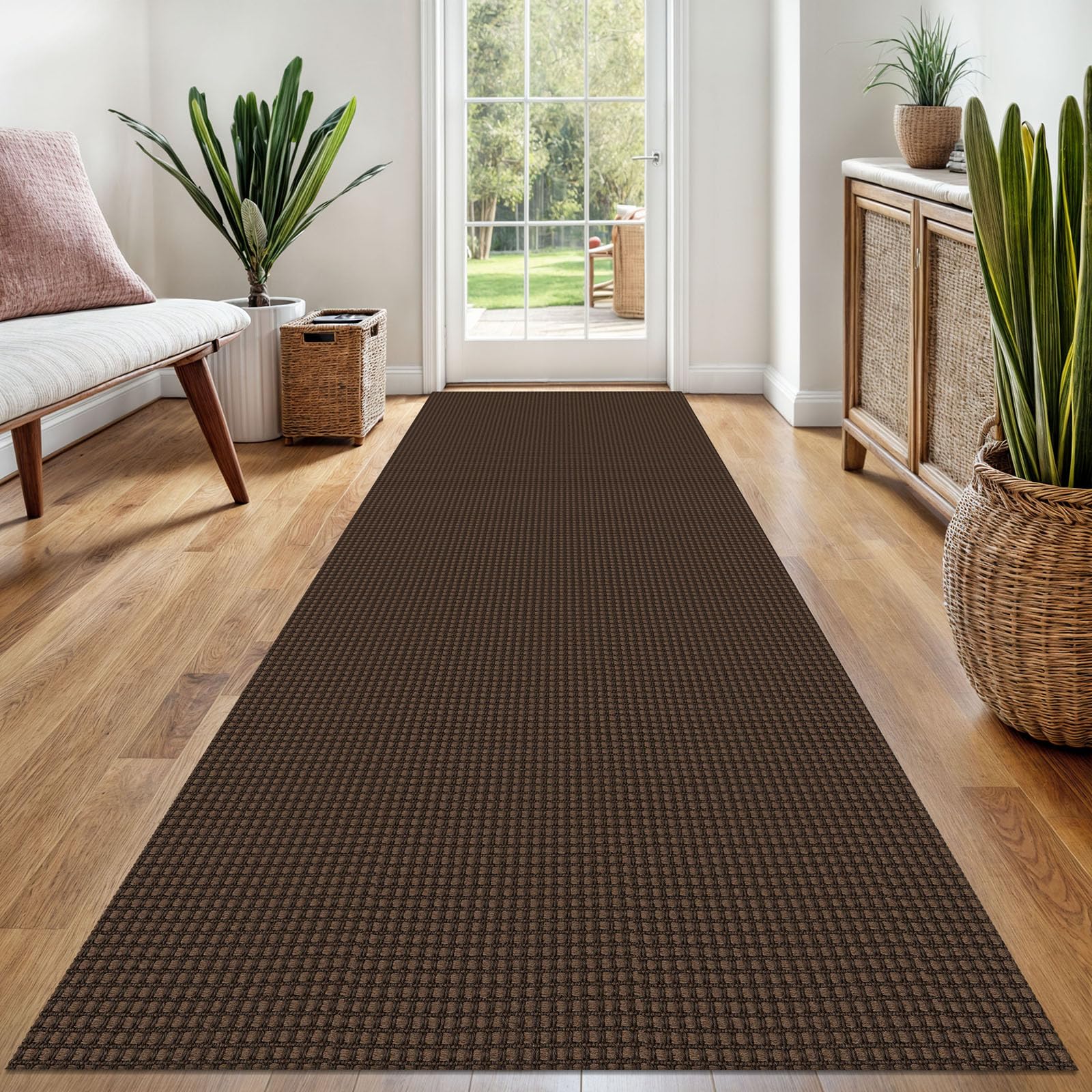 EARTHALL Woven Area Rug 2x3 Ft Washable Rugs for Entryway Braided Non Slip Throw Rugs Door Mat Indoor Outdoor Entrance Small Cotton Woven Carpet for Kitchen Foyer Front Door, Orange/Tan/Brown