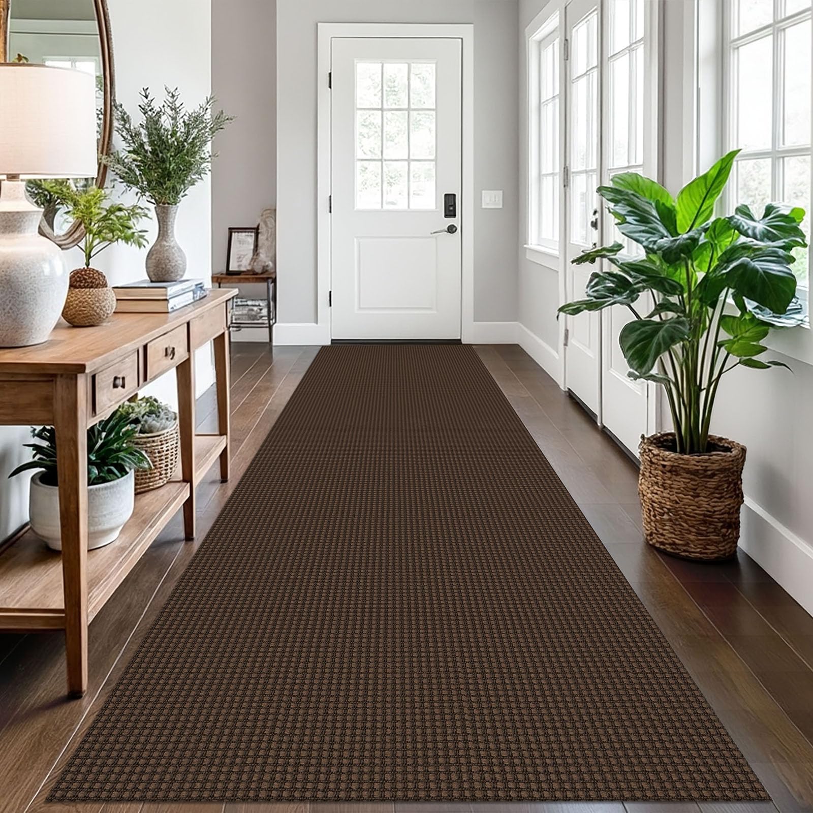 EARTHALL Woven Area Rug 2x3 Ft Washable Rugs for Entryway Braided Non Slip Throw Rugs Door Mat Indoor Outdoor Entrance Small Cotton Woven Carpet for Kitchen Foyer Front Door, Orange/Tan/Brown