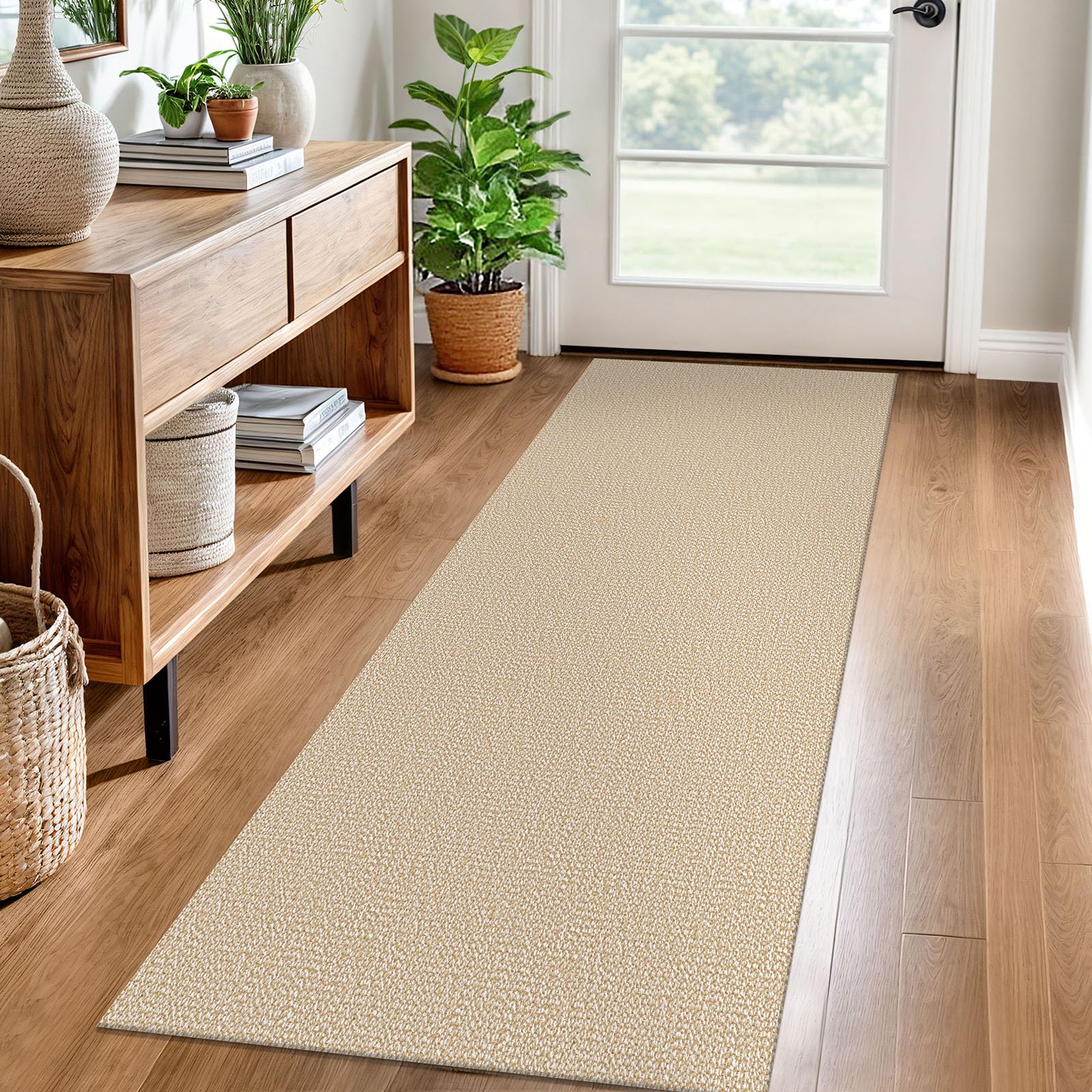 EARTHALL Small Area Rug 2x3 Ft Washable Rugs for Entryway Non Slip Braided Throw Rugs with Rubber Backing Door Mat Indoor Outdoor Entrance Cotton Woven Carpet for Kitchen Foyer Front Door, Khaki/Beige