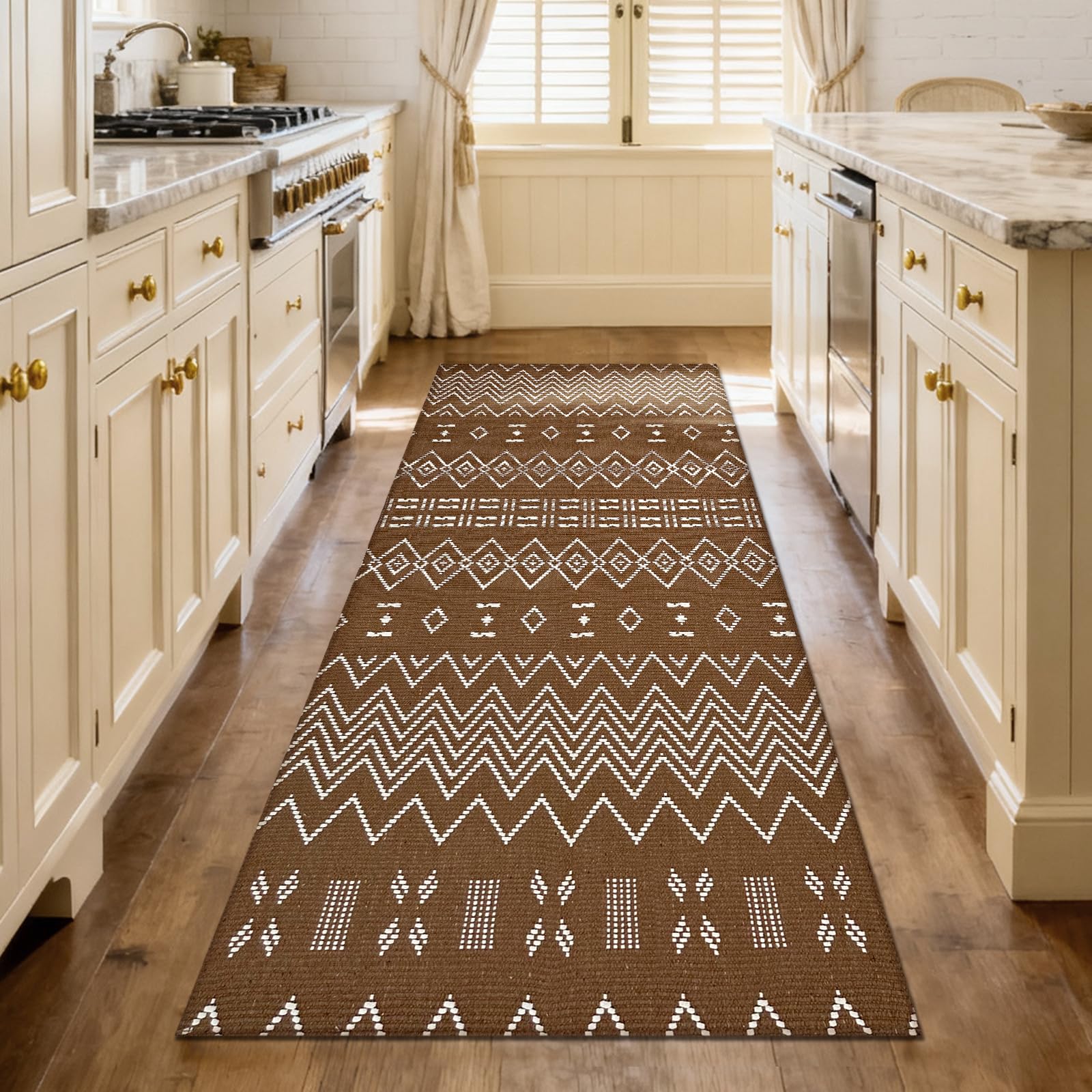 Entryway Rug,Indoor Door Mat 2x3 ft Small Area Rugs,Boho Style Braided Rug,Neutral Solid Rugs,Entrance Doormat for Front Porch,Bathroom,Kitchen,Bedroom,Tan Brown