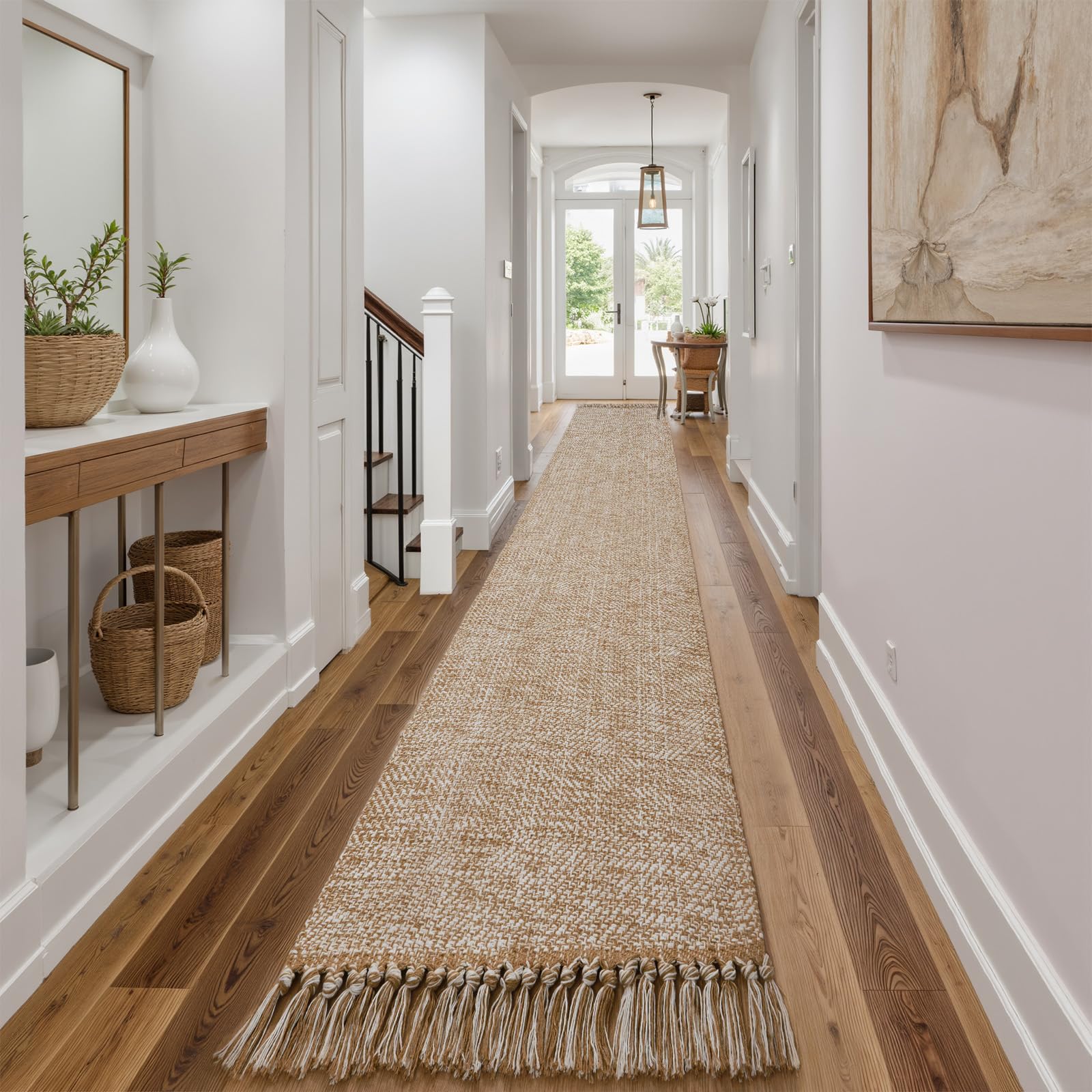 Collive Small Bathroom Rug, 2' x 3' Hand-Woven Low Profile Front Entryway Rug, Olive Green/Cream Cotton Reversible Washable Kitchen Mat Modern Farmhouse Carpet for Foyer Bedroom Back Door Decor