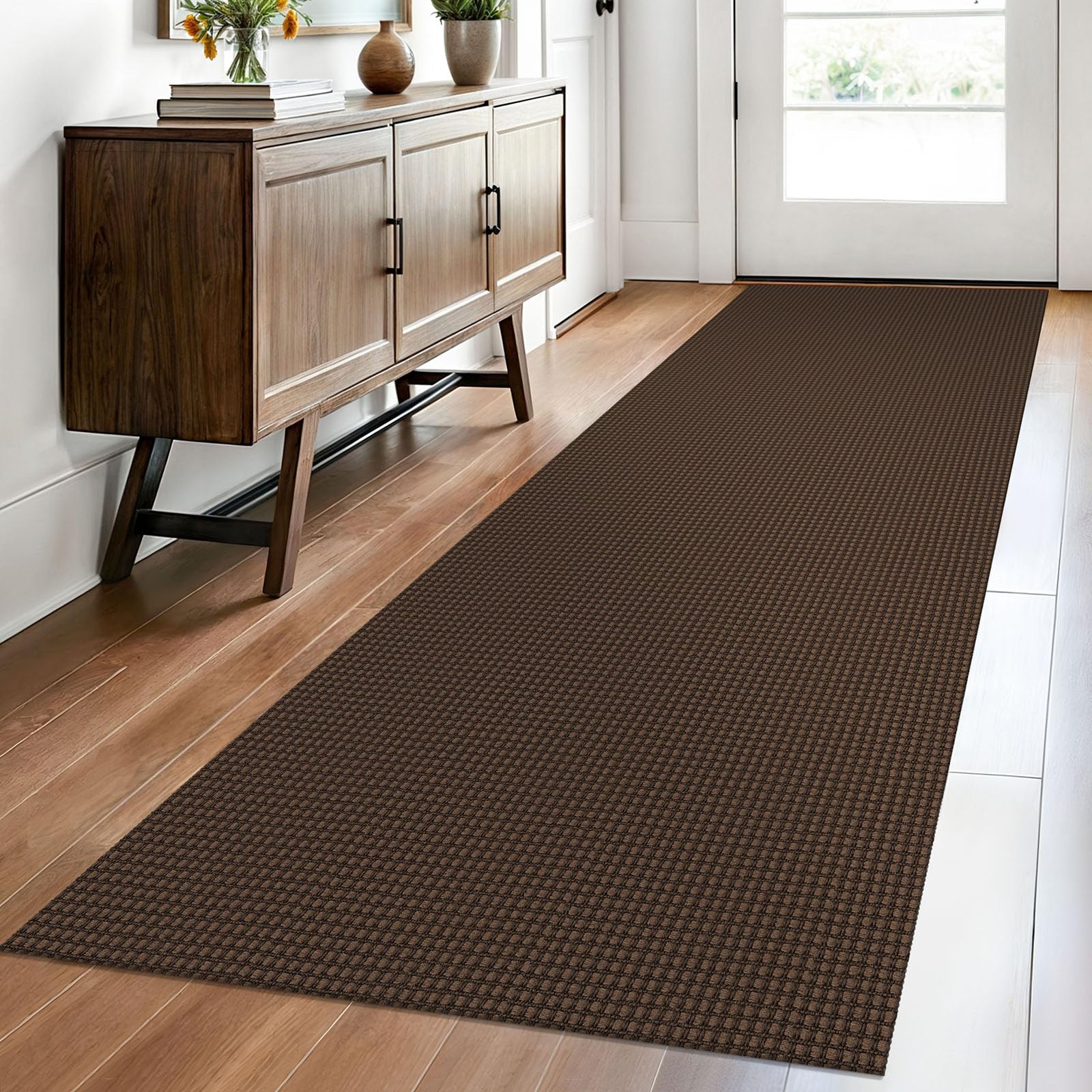 EARTHALL Woven Area Rug 2x3 Ft Washable Rugs for Entryway Braided Non Slip Throw Rugs Door Mat Indoor Outdoor Entrance Small Cotton Woven Carpet for Kitchen Foyer Front Door, Orange/Tan/Brown