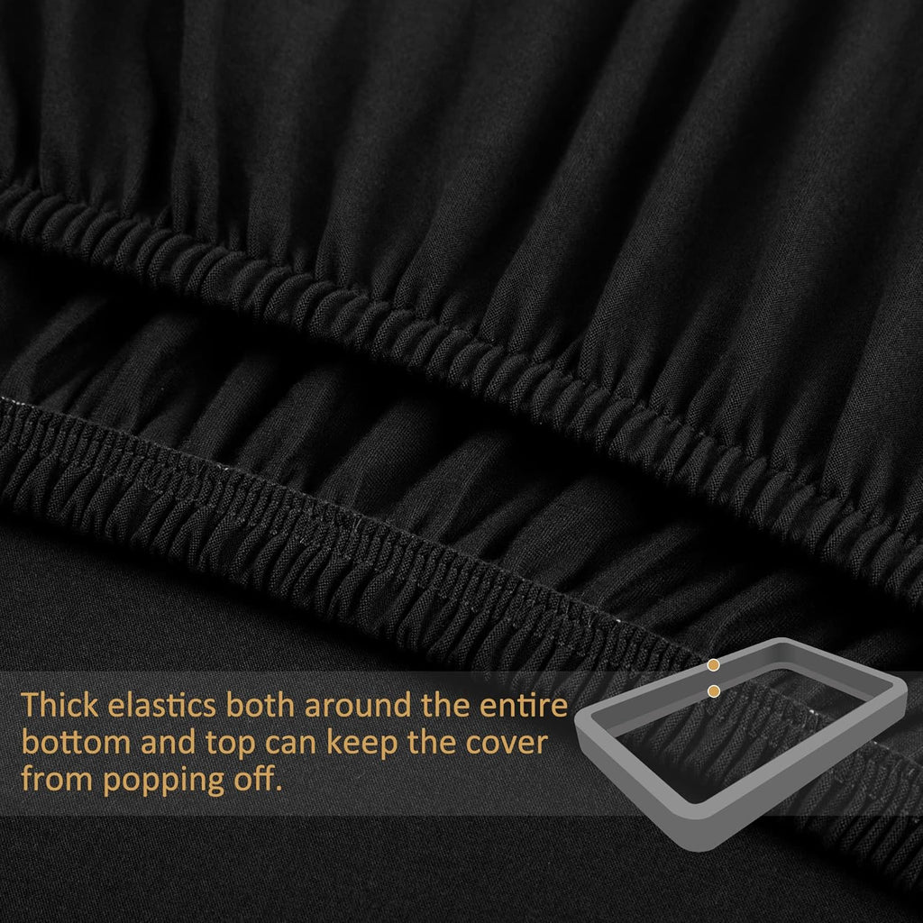 PiccoCasa Box Spring Cover Stretchy Fabric Wrap Around 4 Sides Bed Skirt Wrinkle Free for Home, Elastic Mattress Cover Fits Mattress Up to 14 Queen Black